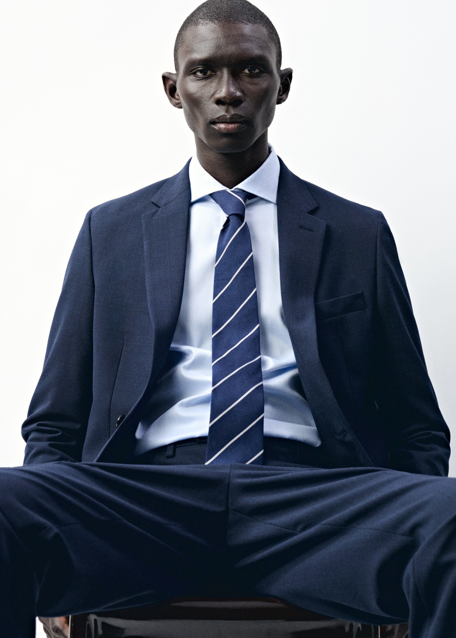 Striped silk cotton tie - Details of the article 3