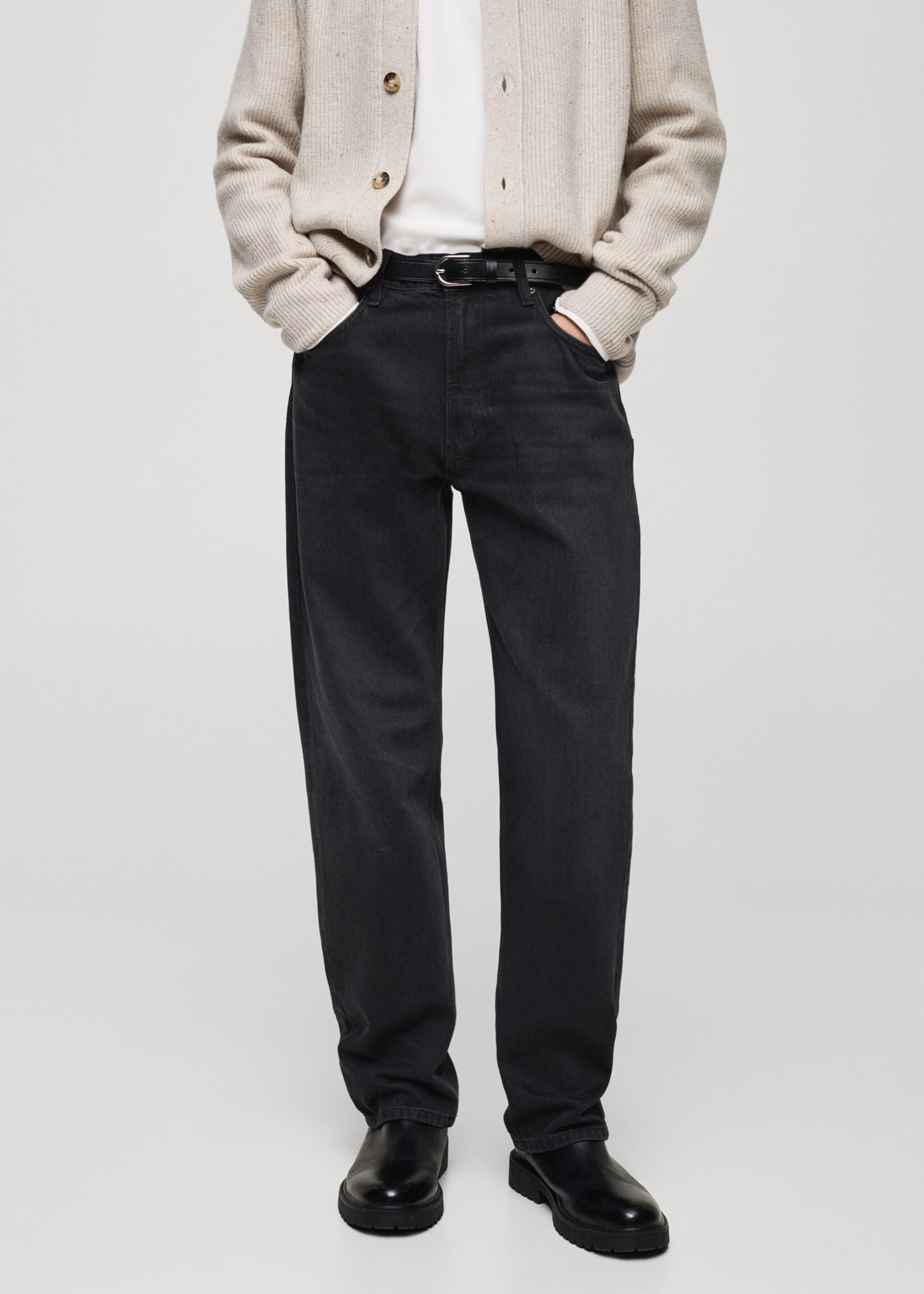 Schwarze Straight-Fit-Jeans Moby - Mittlere Ansicht