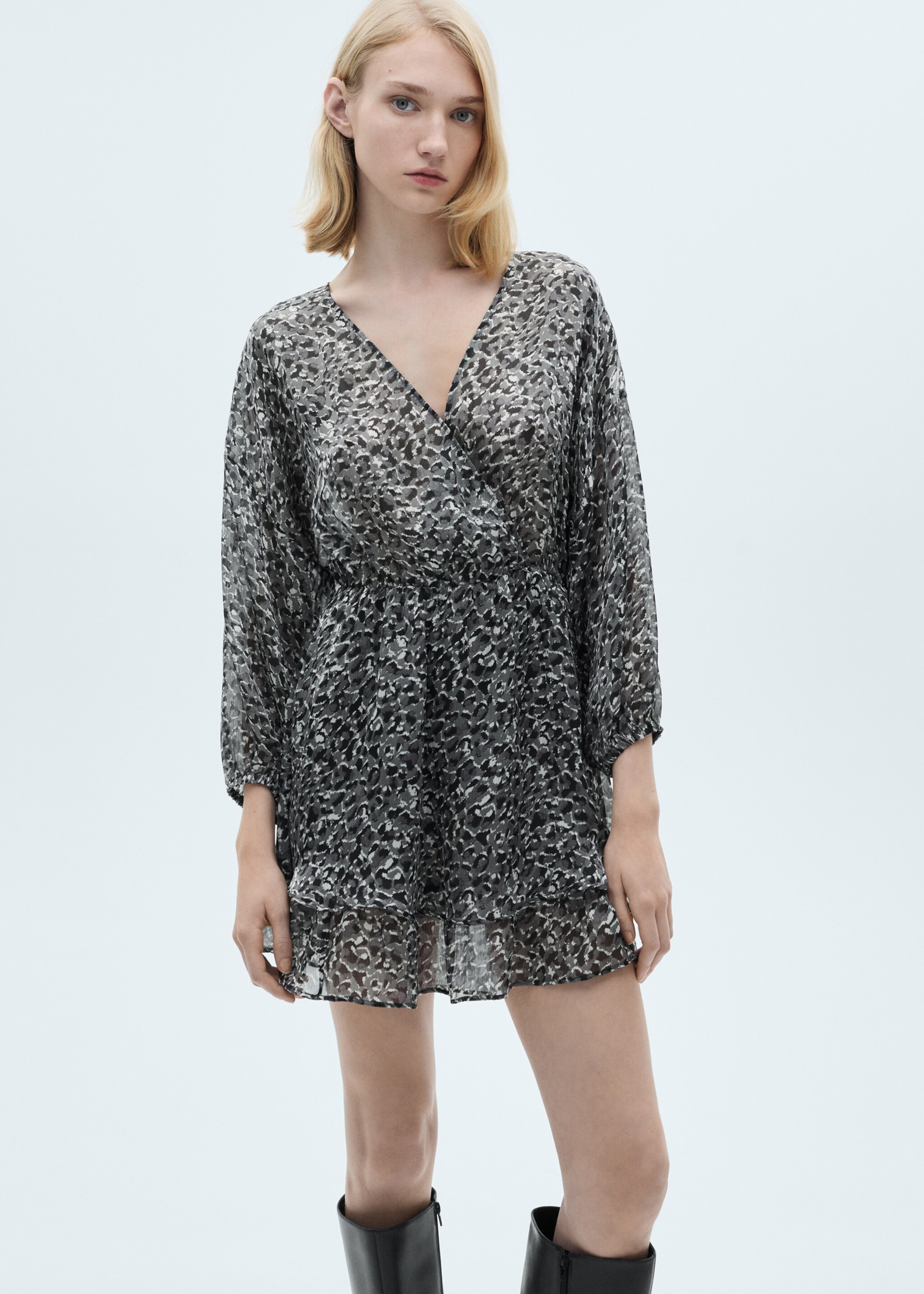 Animal-print ruffled dress - Medium plane