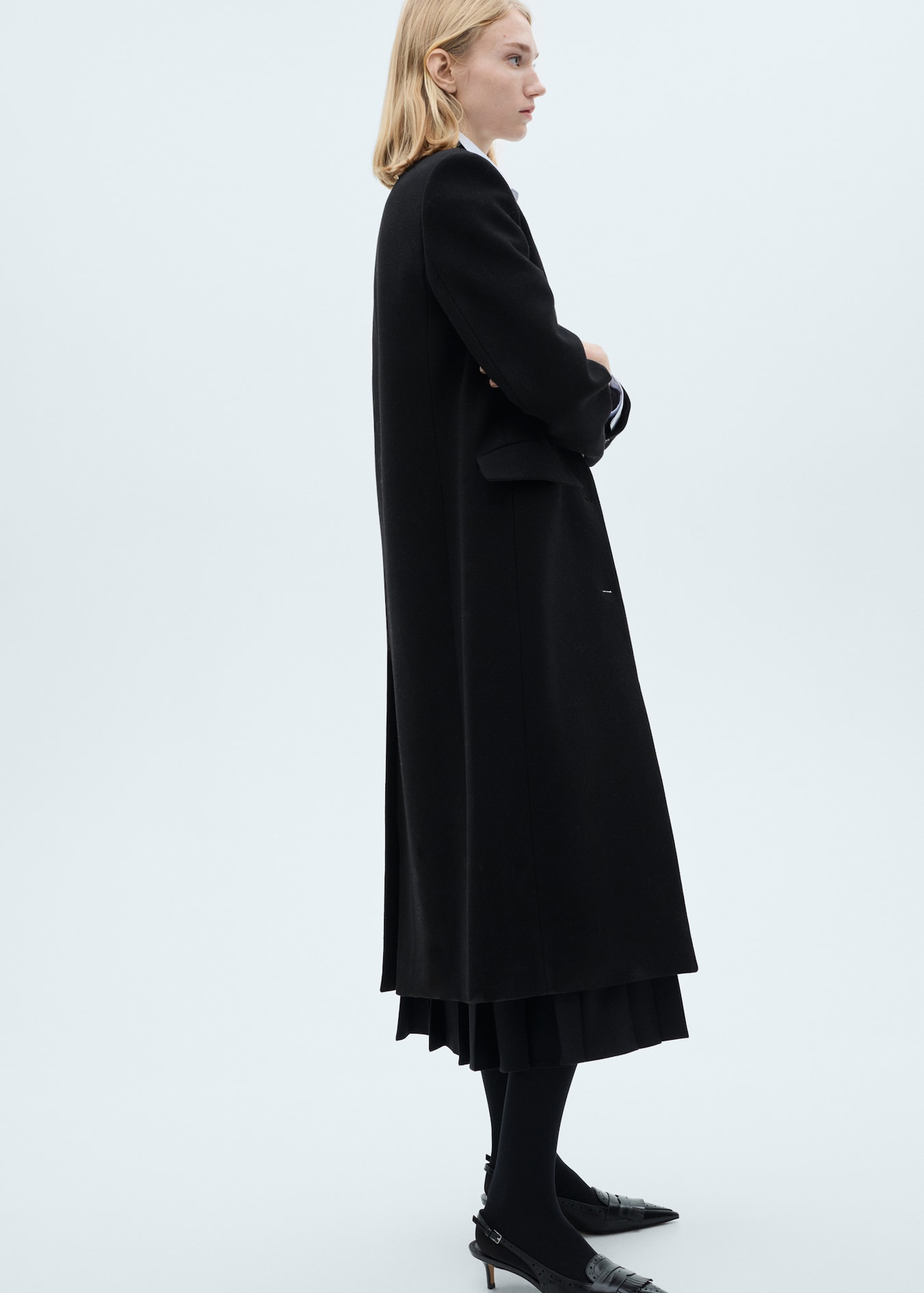 Long structured wool coat - Women | MANGO USA