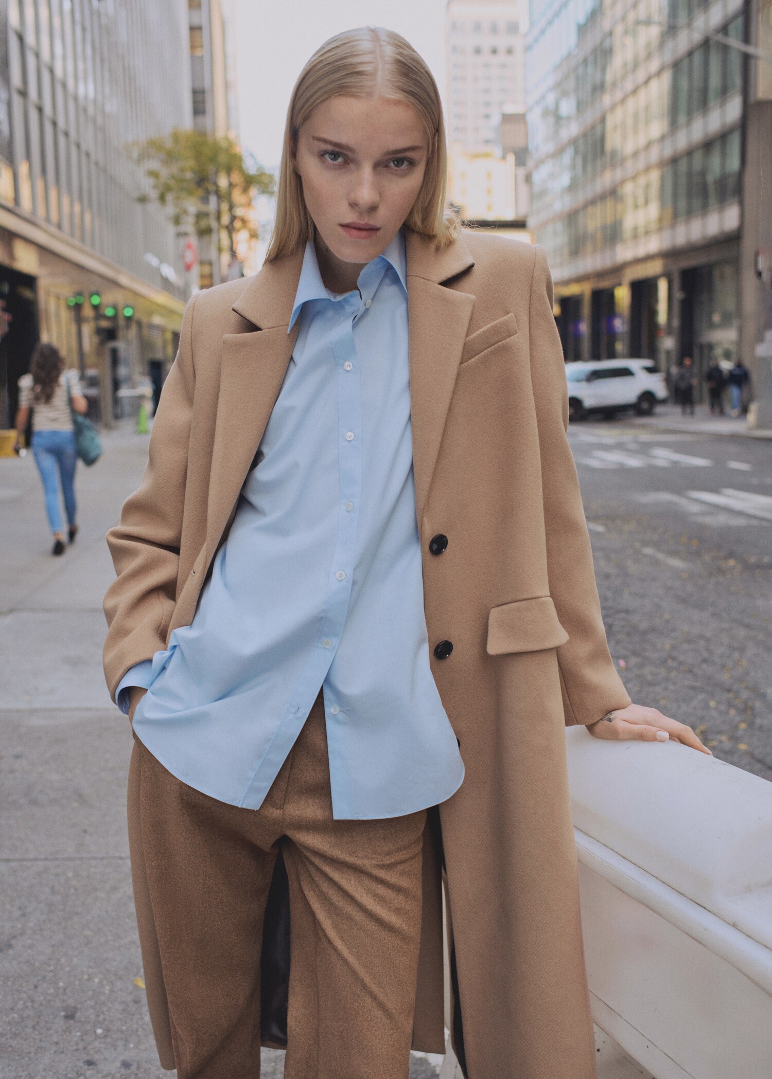 Long structured wool coat - Medium plane