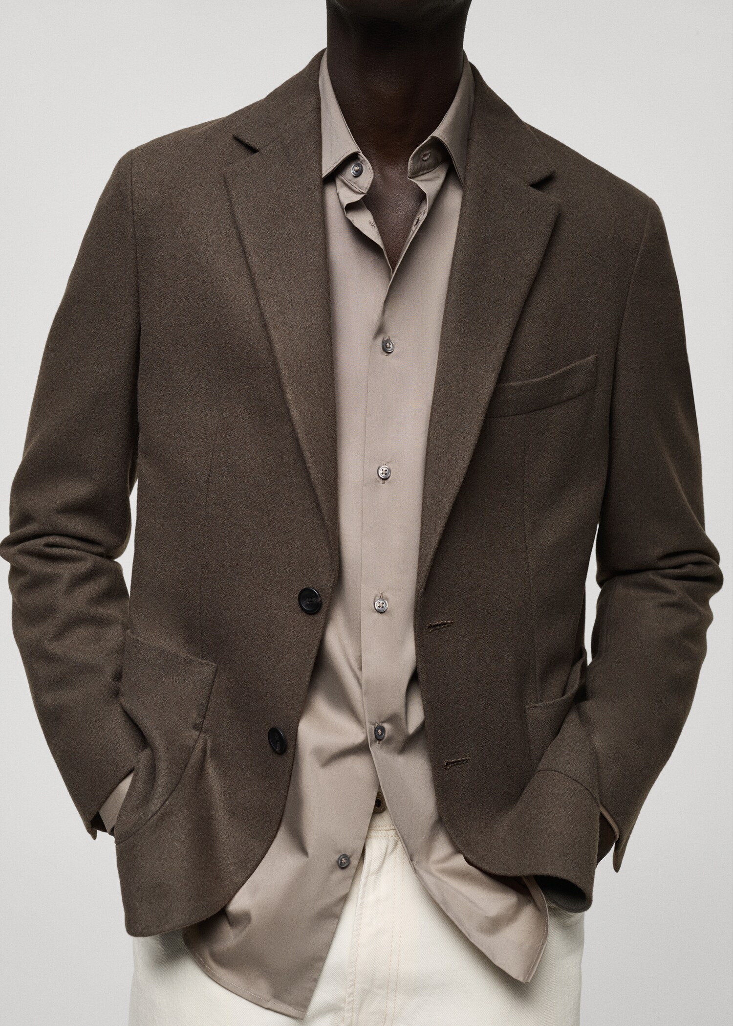 Blazer campuran wol slim fit - Rincian barang 6