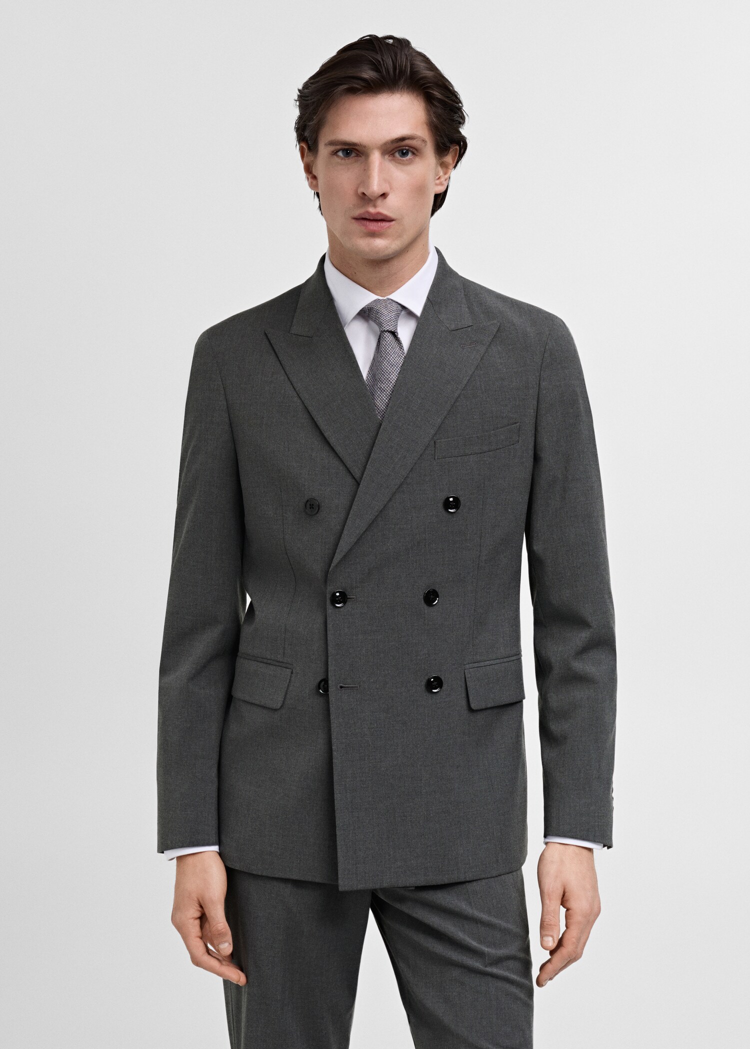 Monaco double-breasted slim-fit suit jacket - Medium plane