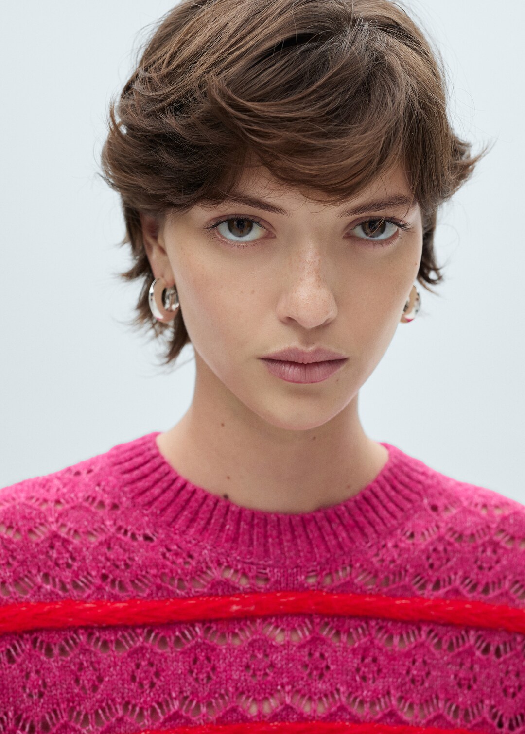 Two tone openwork sweater women mango india