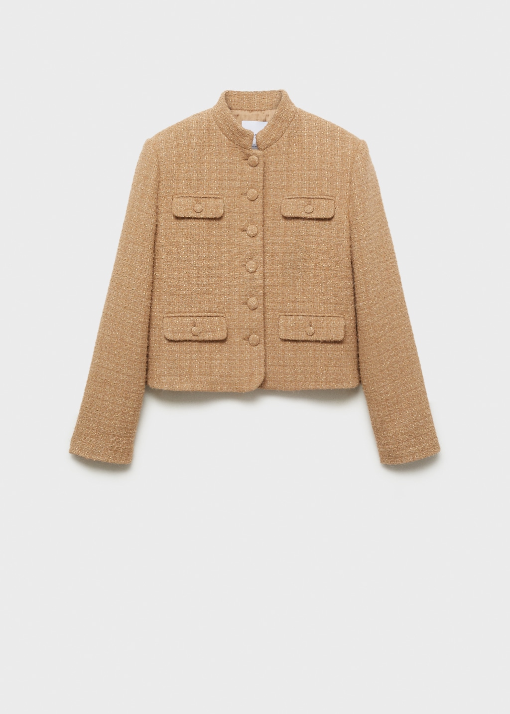 Tweed jacket with striped collar - Women | MANGO USA Tweed jacket with striped collar - Women | MANGO USA