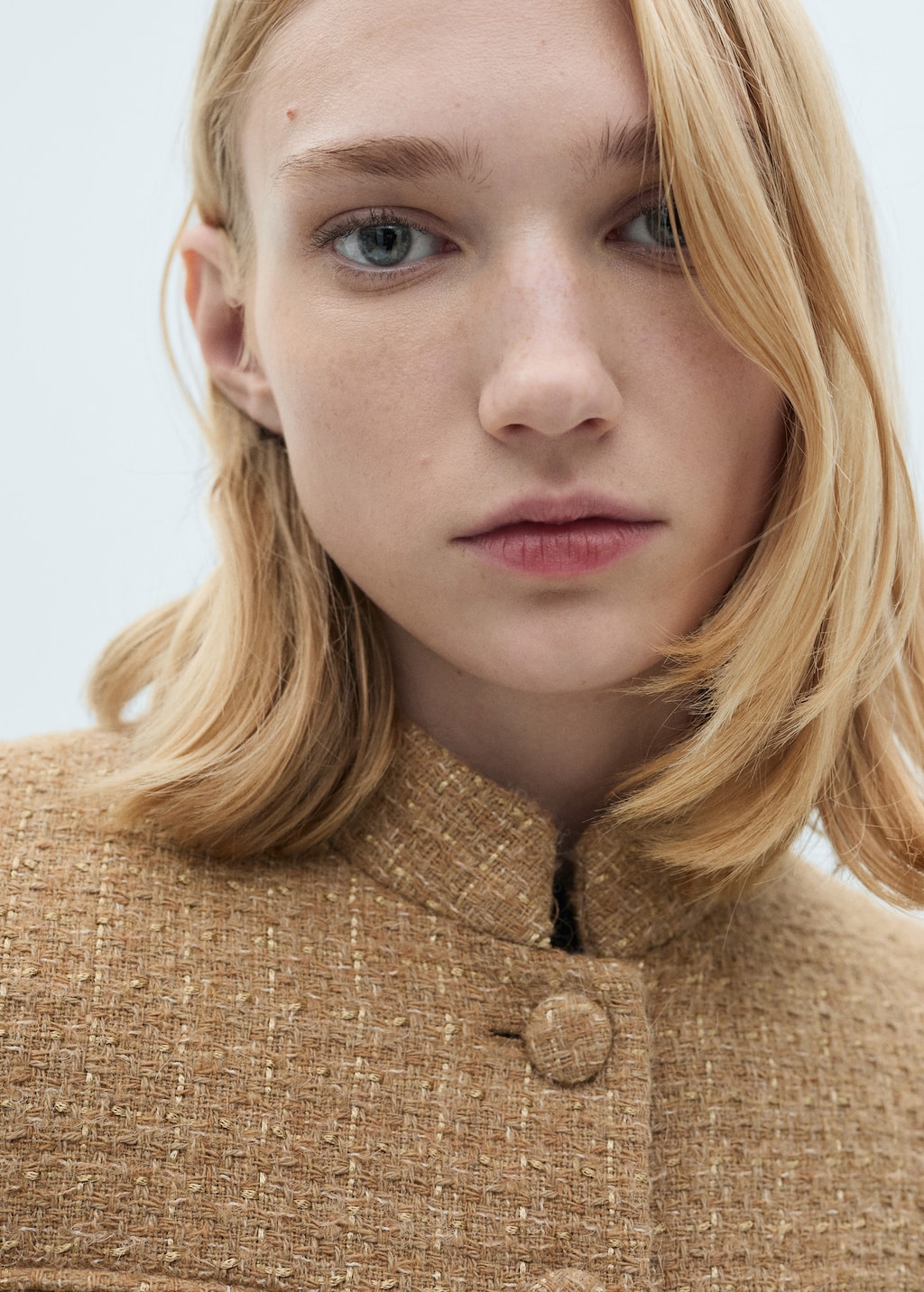 Tweed jacket with striped collar - Women | MANGO USA Tweed jacket with striped collar - Women | MANGO USA