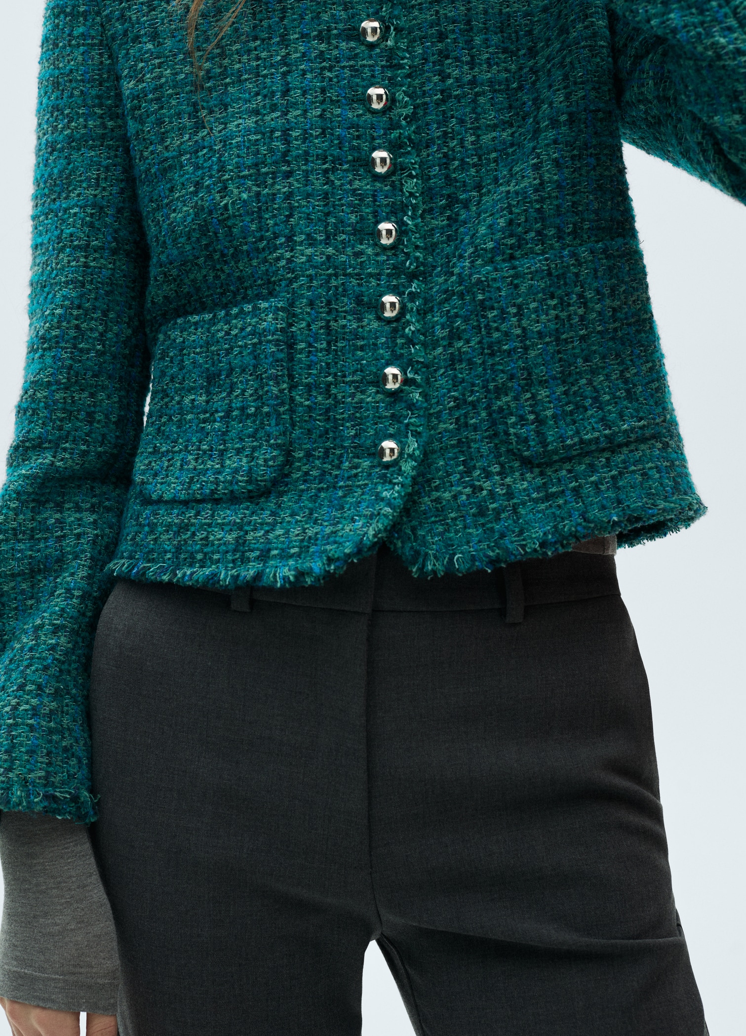 Giacca Tweed Giacca Chanel Azzurra Giacca Tweed Tasche Donna MANGO