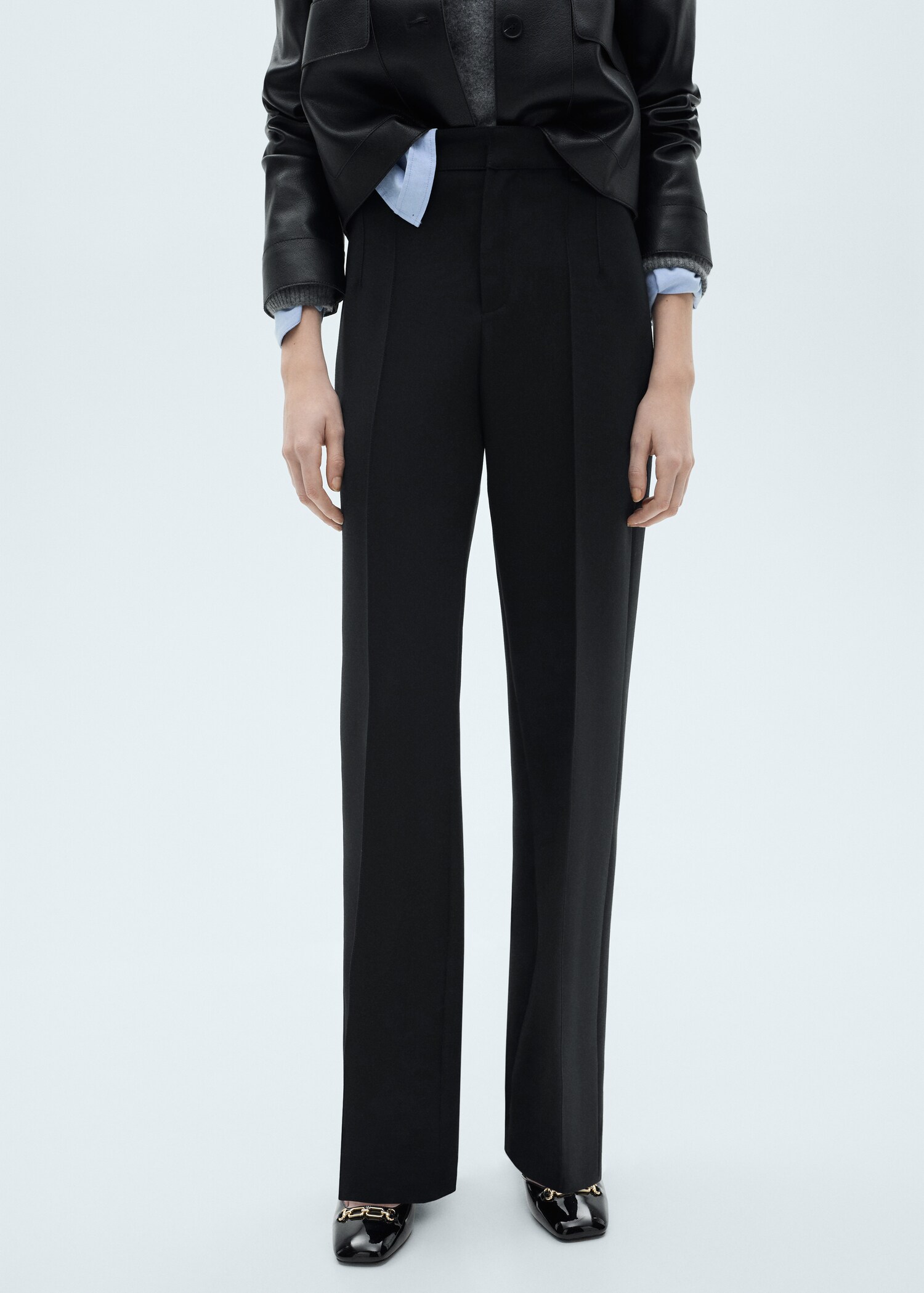 Straight-fit pleated trousers - Medium plane