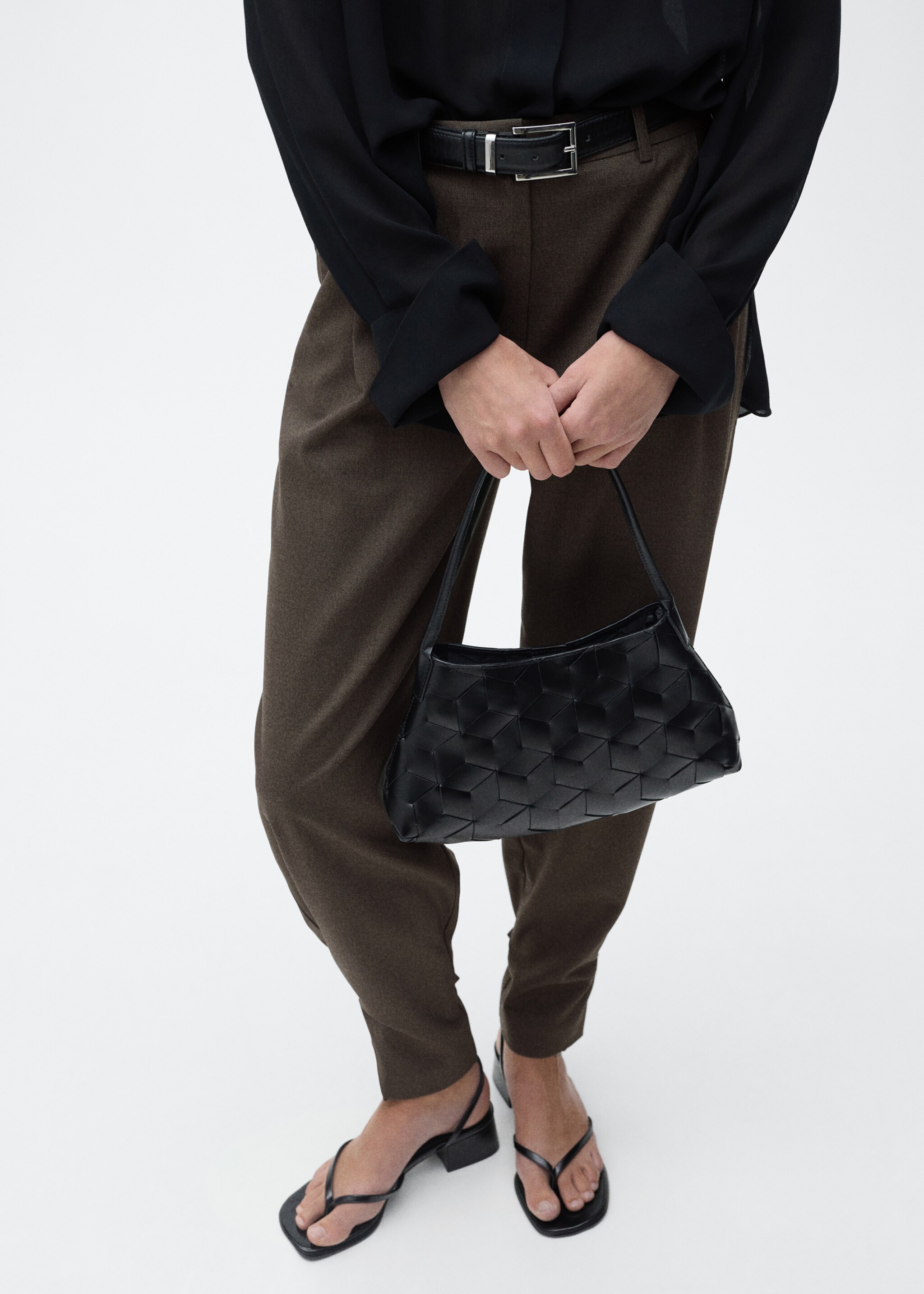Buttoned-hem Wide-leg trousers - Medium plane