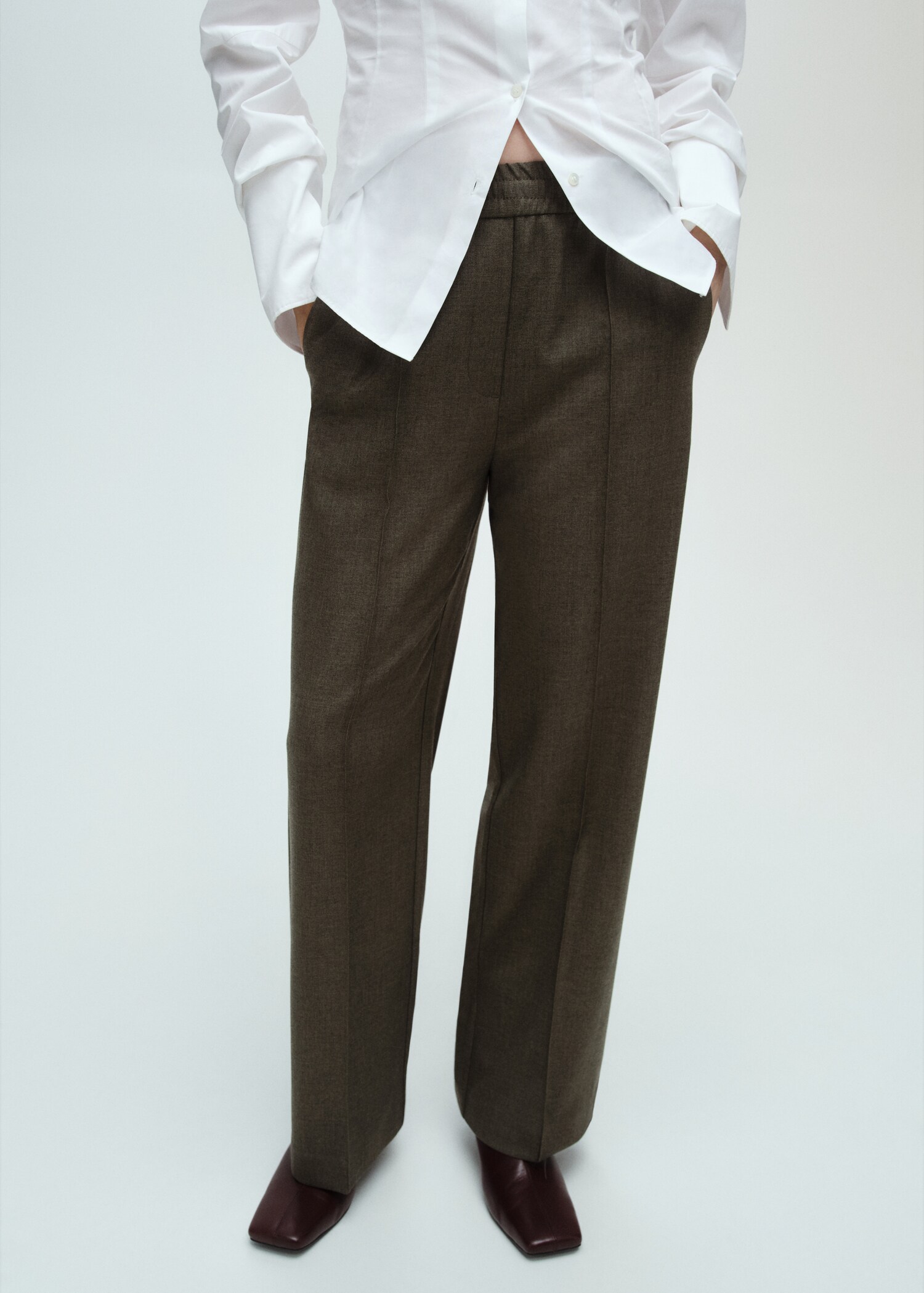 Wideleg trousers with elastic waist - Medium plane