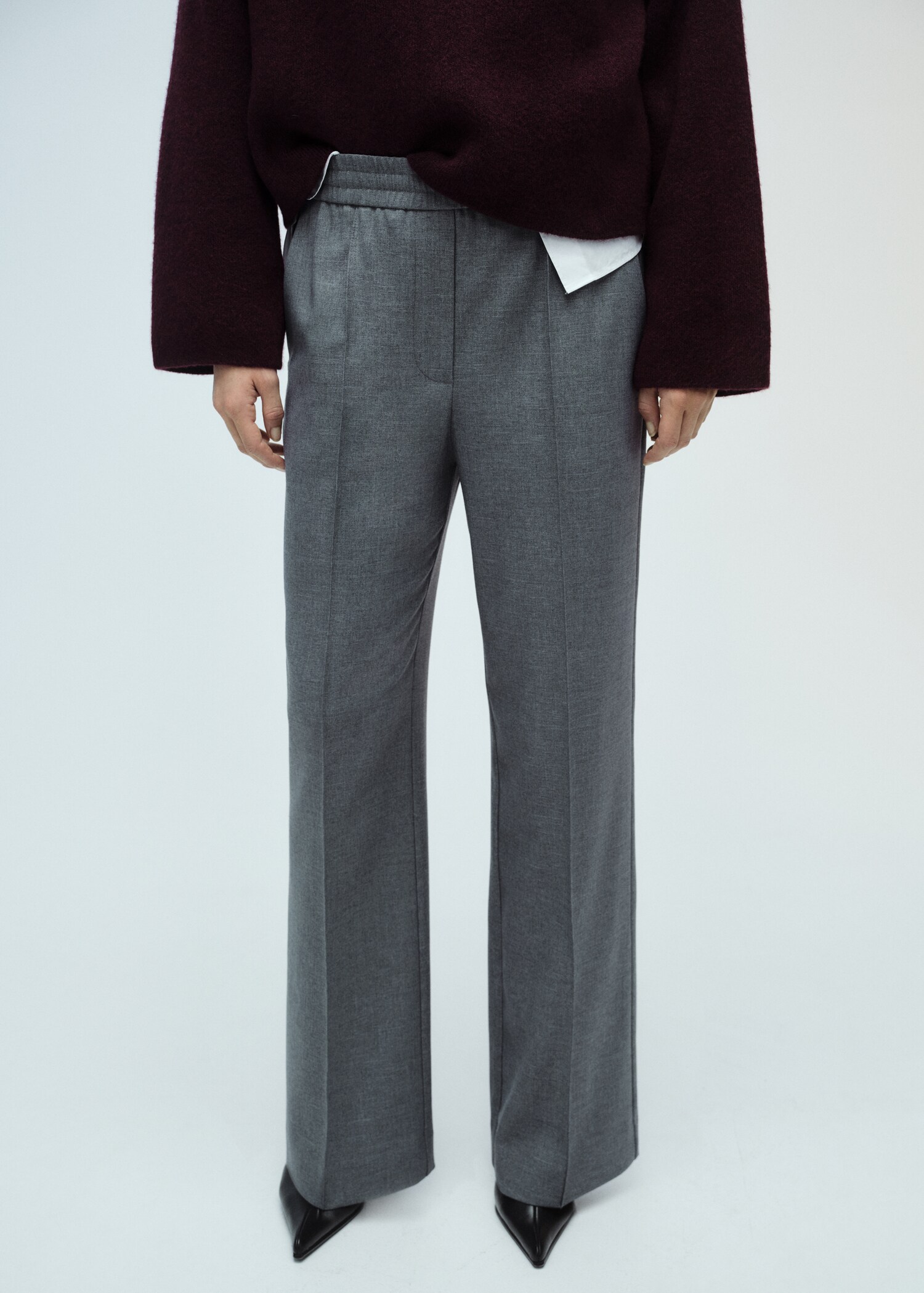 Wideleg trousers with elastic waist - Medium plane