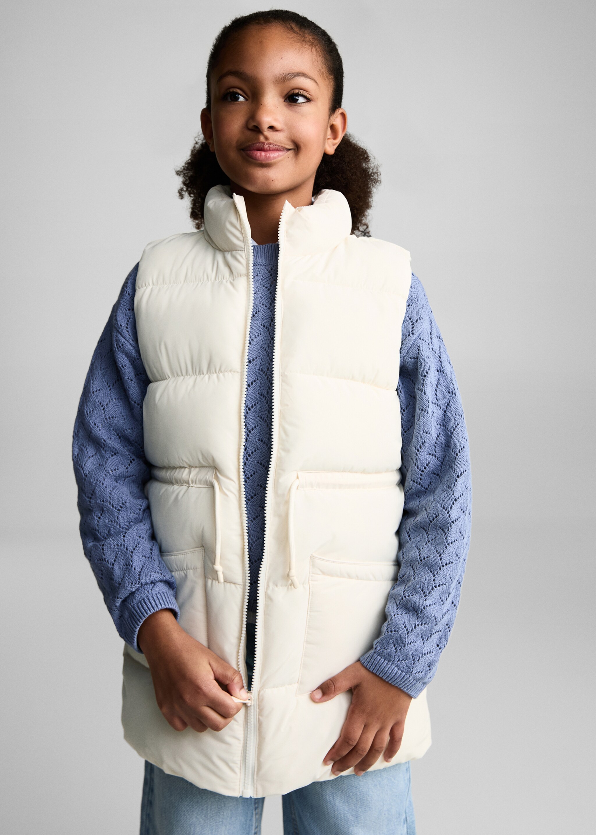 Long quilted gilet - Medium plane