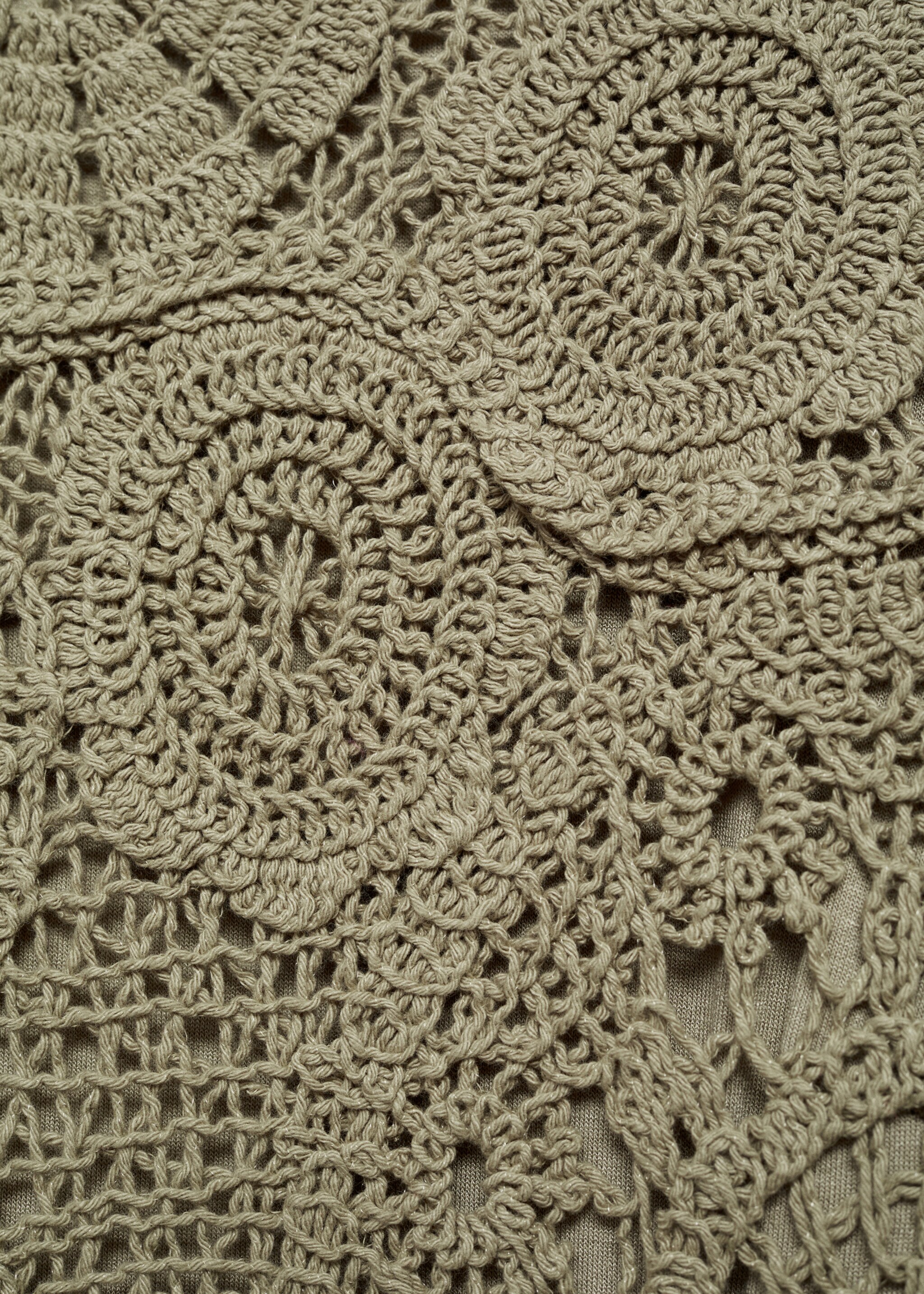 Crochet knitted dress - Details of the article 8, Khaki. Ref: 87012533-00.