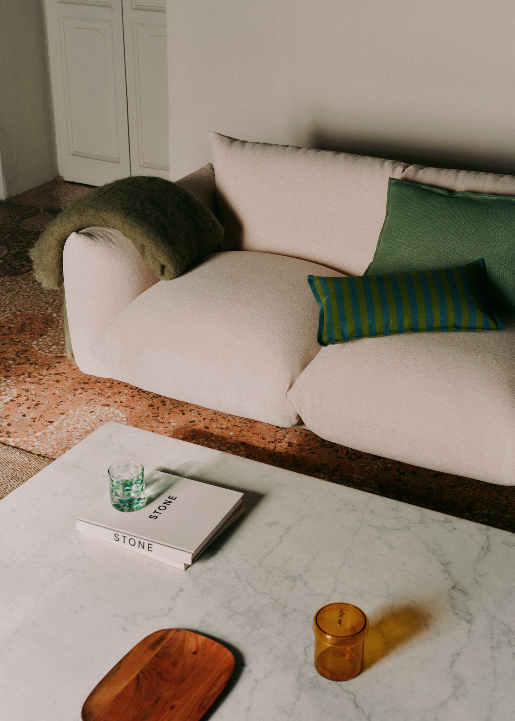 Cotton cushion cover with woven stripe, 30x50cm - Details of the article 6