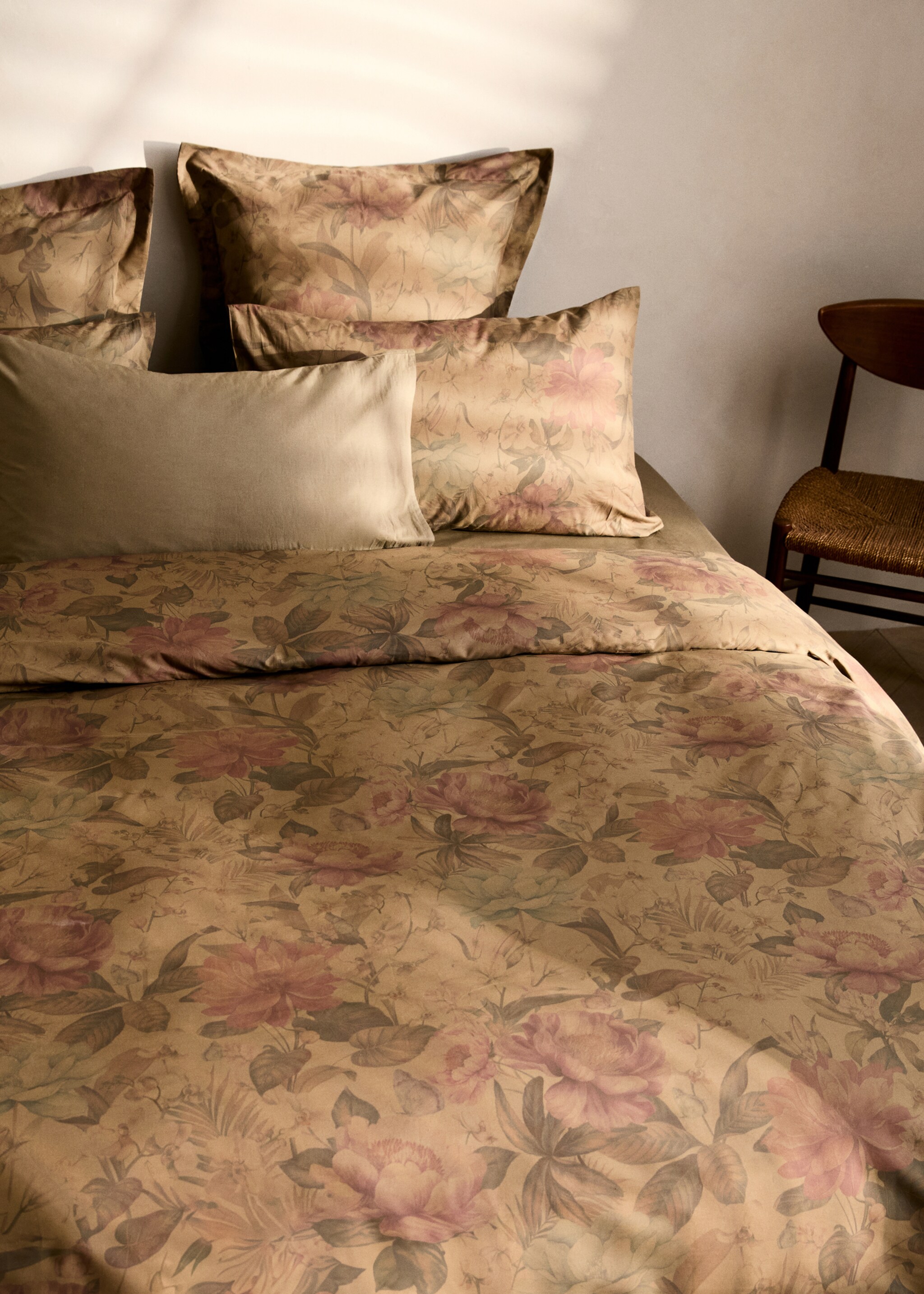 Bettbezug aus Baumwollperkal mit mehrfarbigem Blumenmuster für Bett 150/160 cm - Detail des Artikels 7