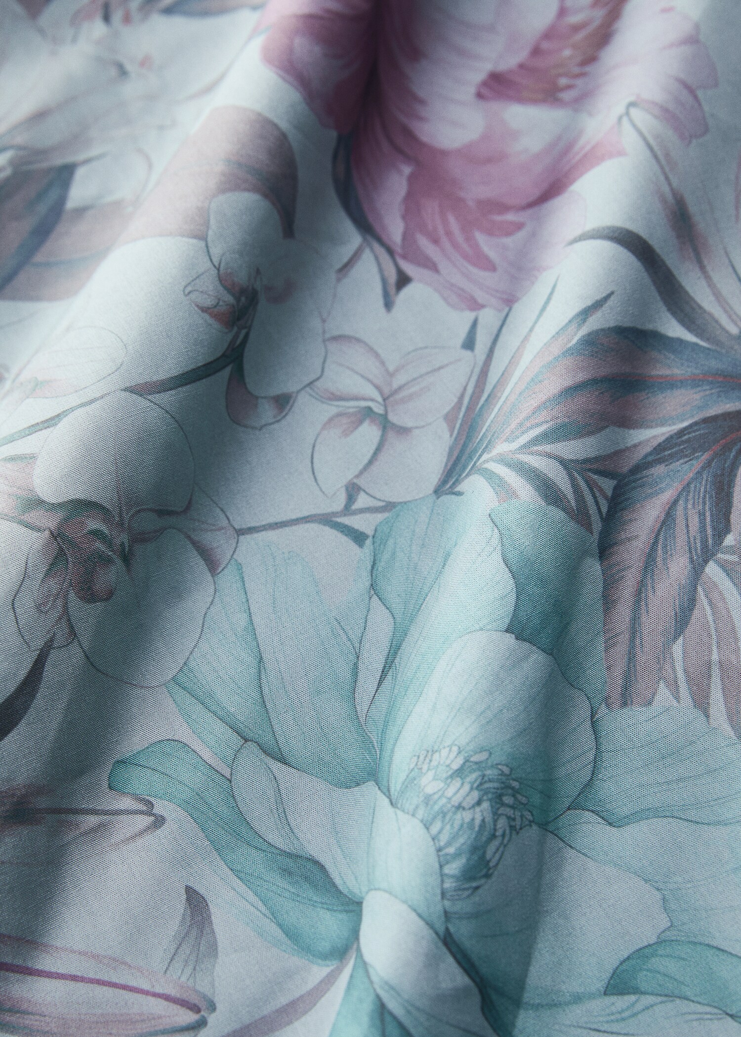 Bettbezug aus Baumwollperkal mit mehrfarbigem Blumenmuster für Bett 150/160 cm - Detail des Artikels 3