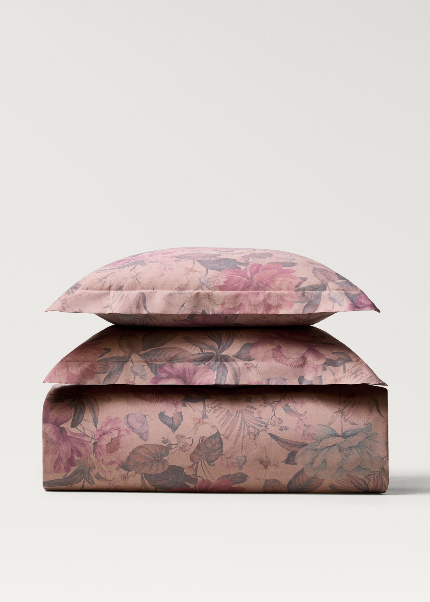 Bettbezug aus Baumwollperkal mit mehrfarbigem Blumenmuster für Bett 150/160 cm - Artikel ohne Model