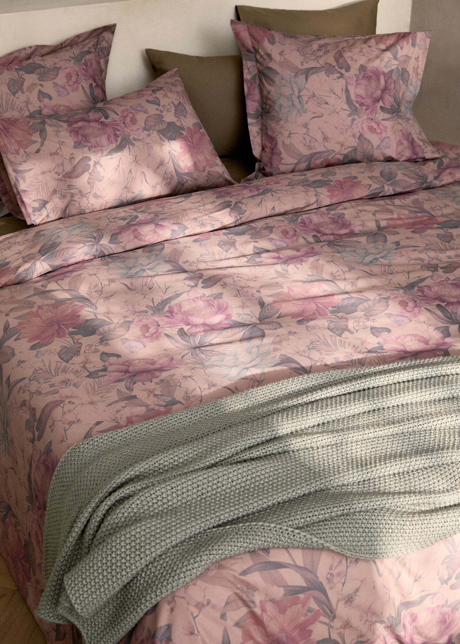 Bettbezug aus Baumwollperkal mit mehrfarbigem Blumenmuster für Bett 150/160 cm - Detail des Artikels 7