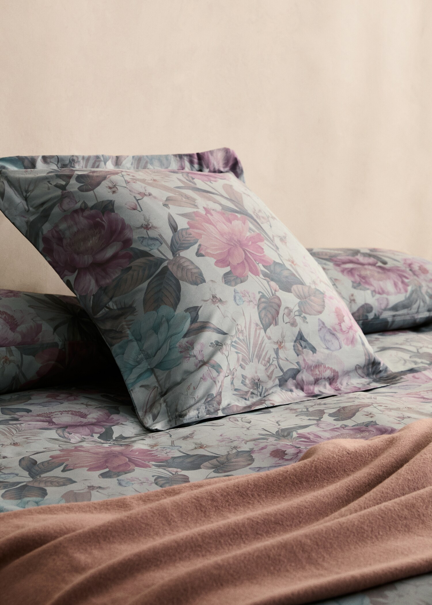 Bettbezug aus Baumwollperkal mit mehrfarbigem Blumenmuster für Bett 180/200 cm - Detail des Artikels 7