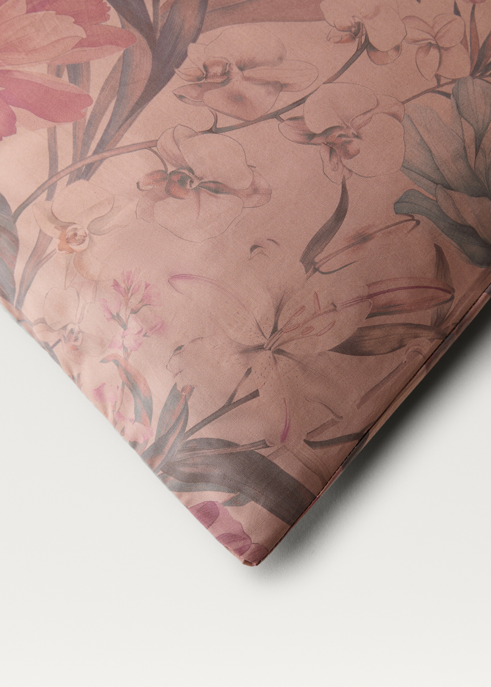 Husă de pilotă din bumbac percal, cu imprimeu floral multicolor, pentru pat de 180/200 cm - Detaliu al articolului 2, Roz. Ref: 87012917-00.