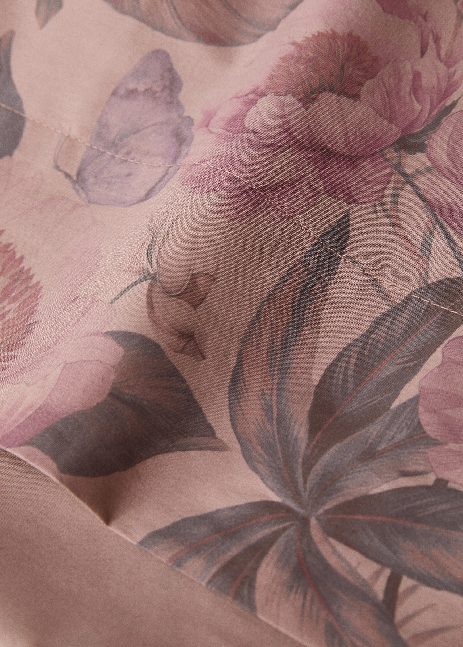 Cotton percale multi-coloured floral-print top sheet for 135/140cm bed - Details of the article 1