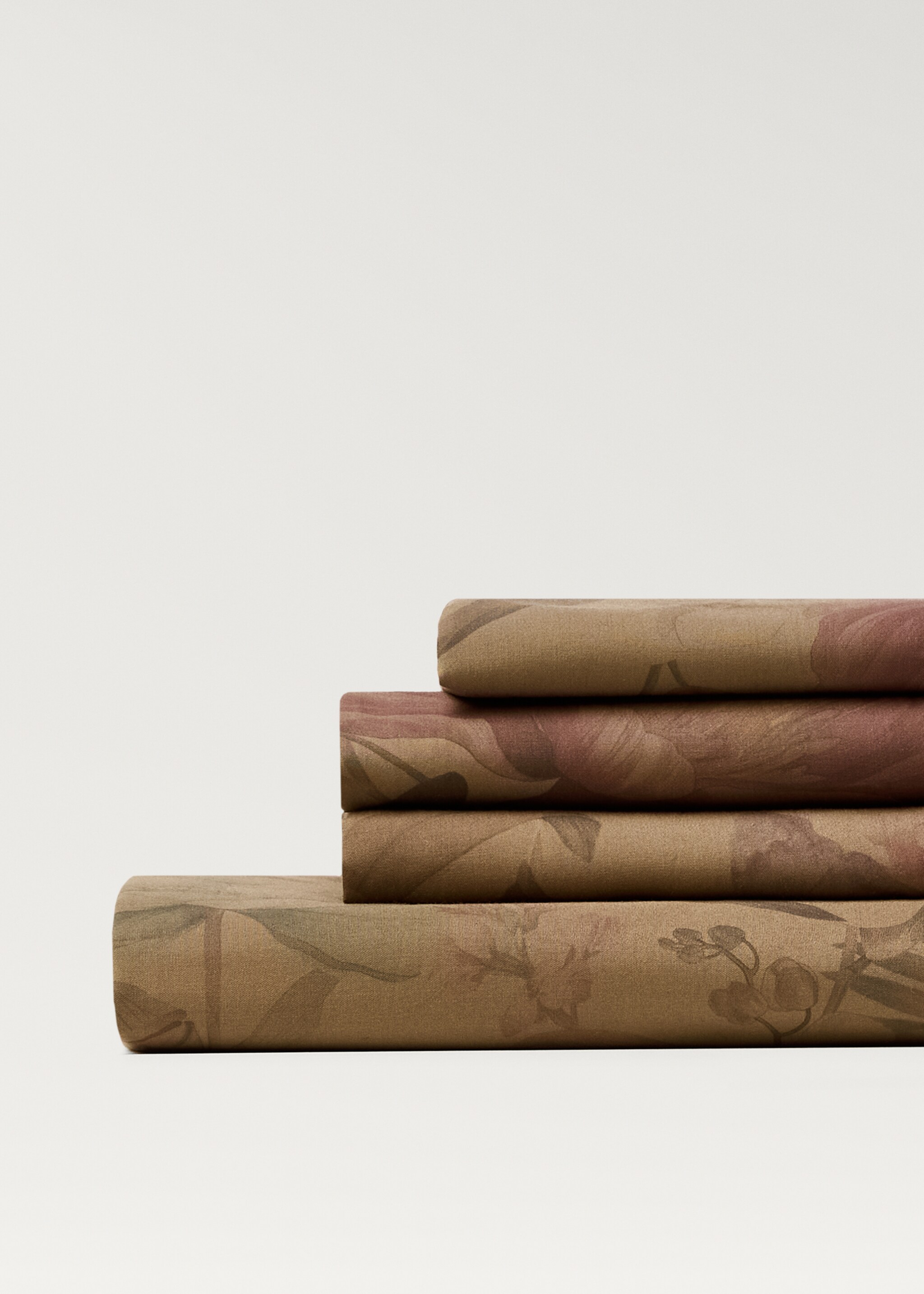Cotton percale multi-coloured floral-print top sheet for 150/160cm bed - Details of the article 2