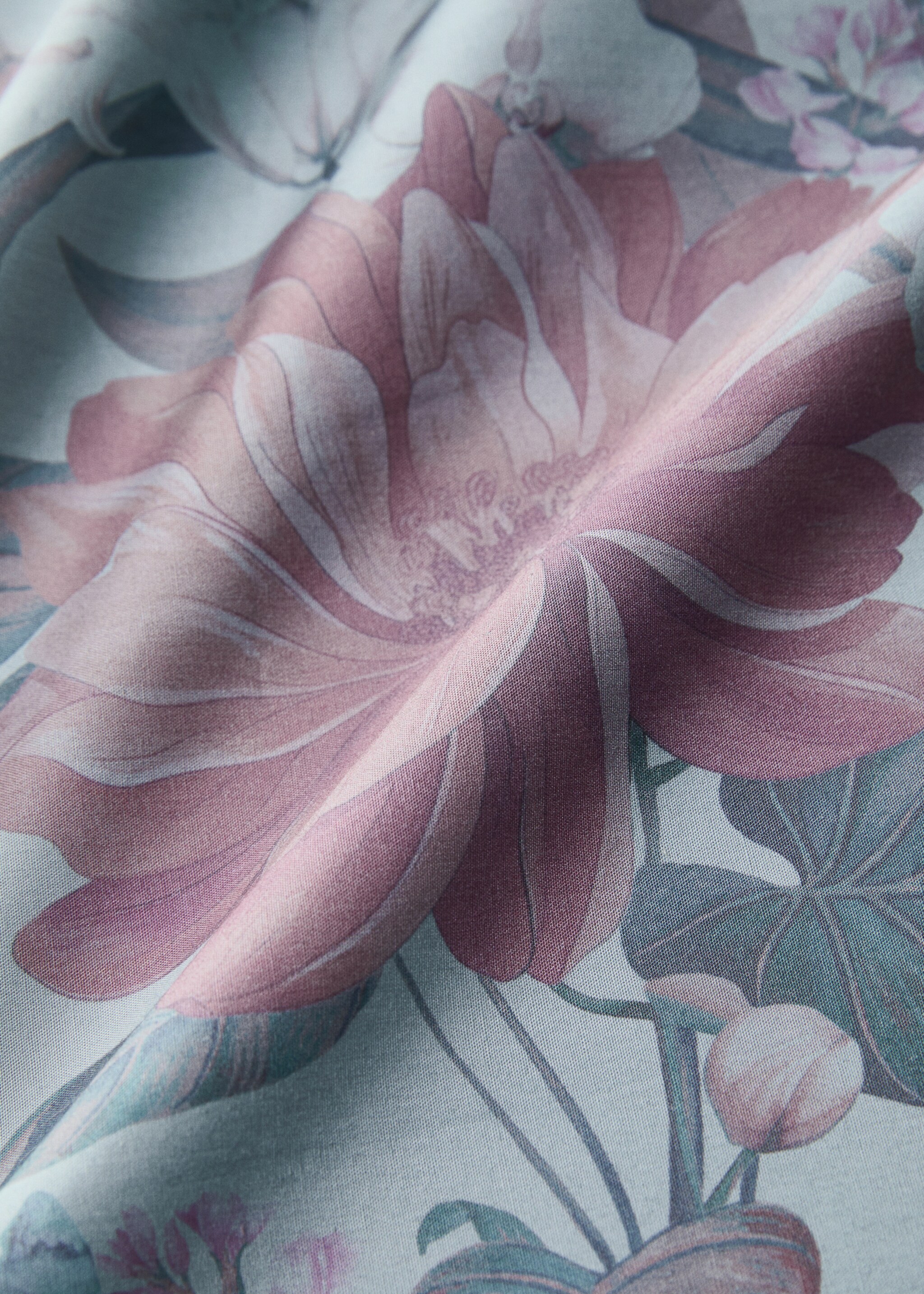 Cotton percale multi-coloured floral-print top sheet for 150/160cm bed - Details of the article 3
