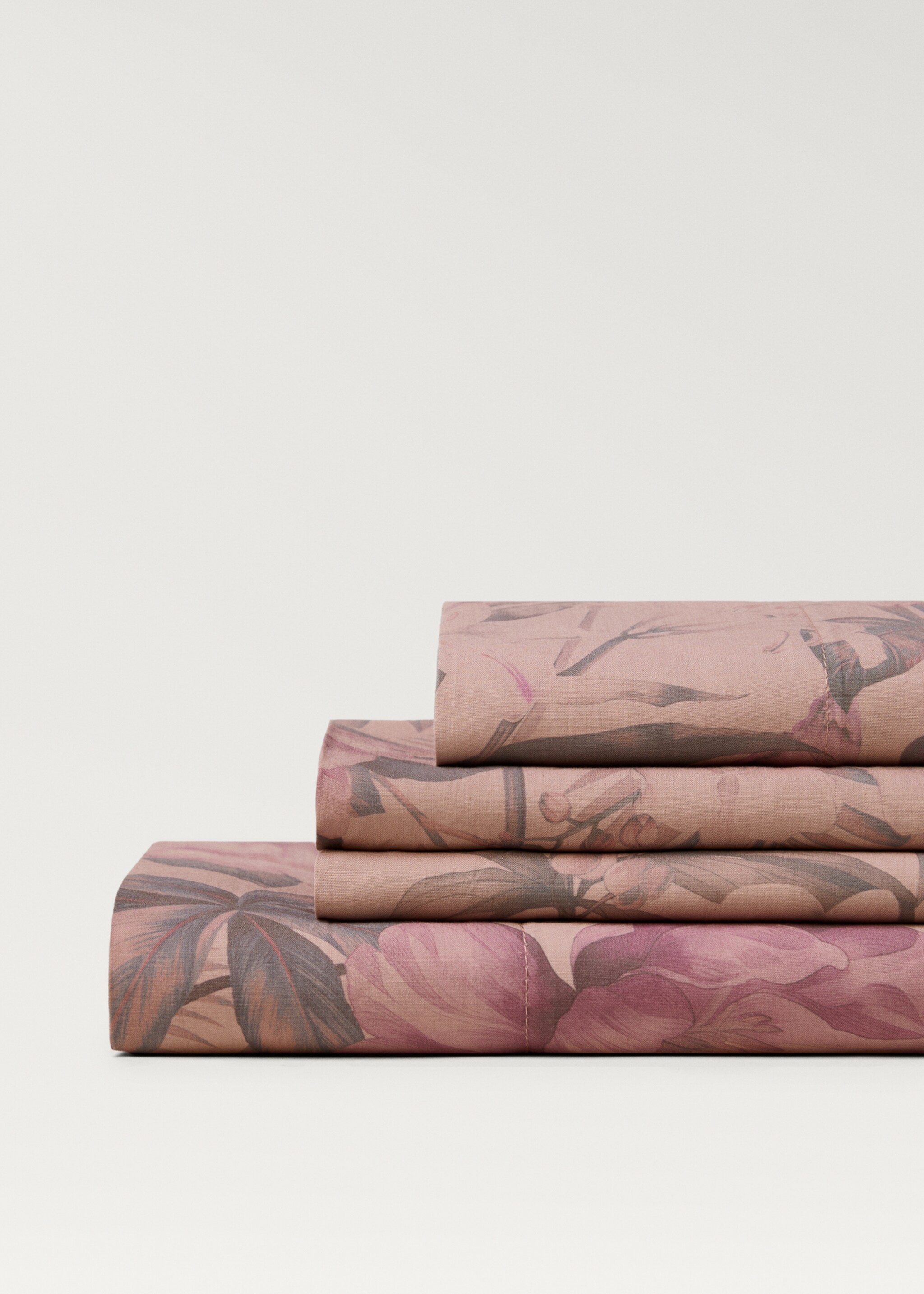 Cotton percale multi-coloured floral-print top sheet for 150/160cm bed - Details of the article 2