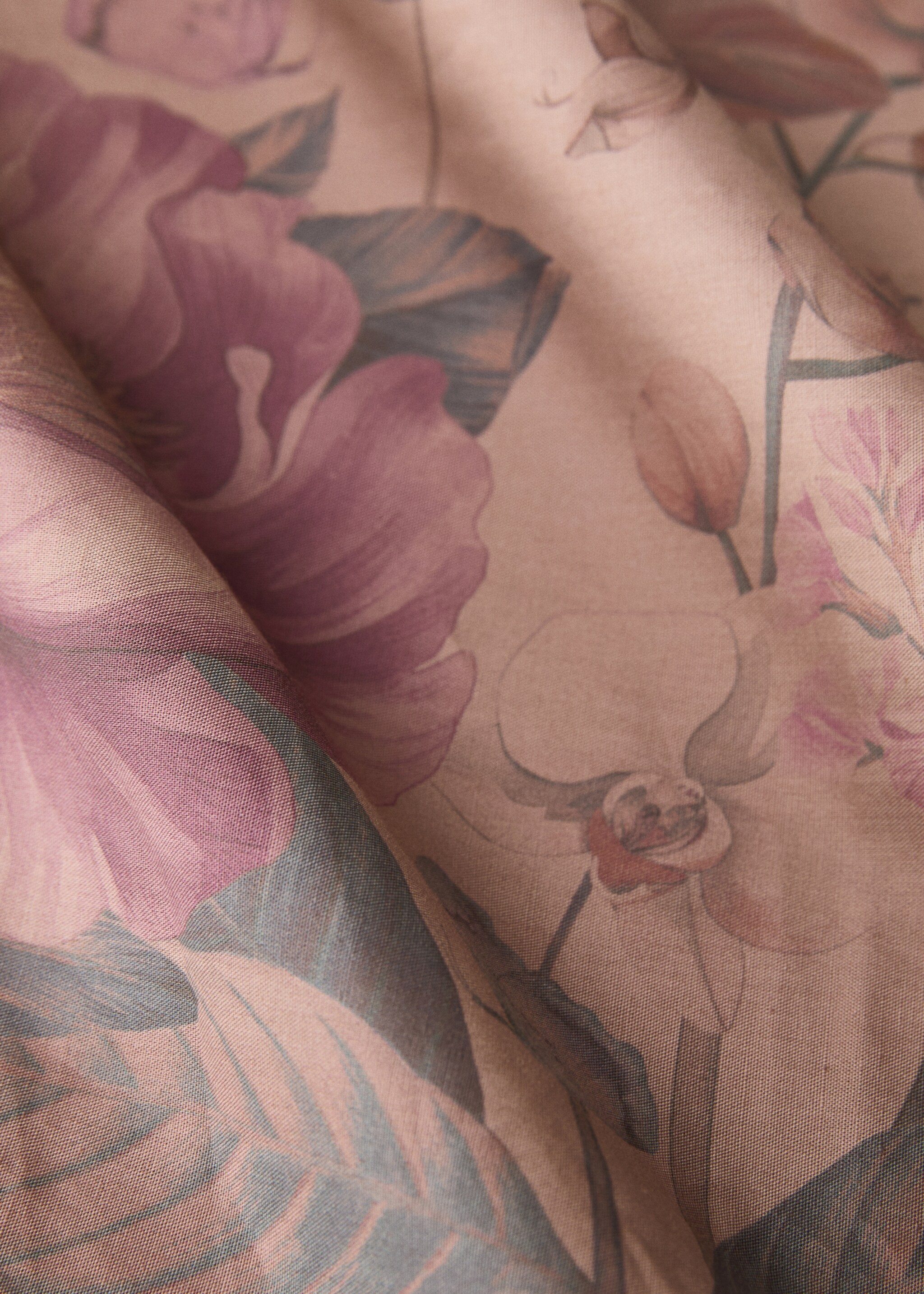 Cotton percale multi-coloured floral-print top sheet for 150/160cm bed - Details of the article 3