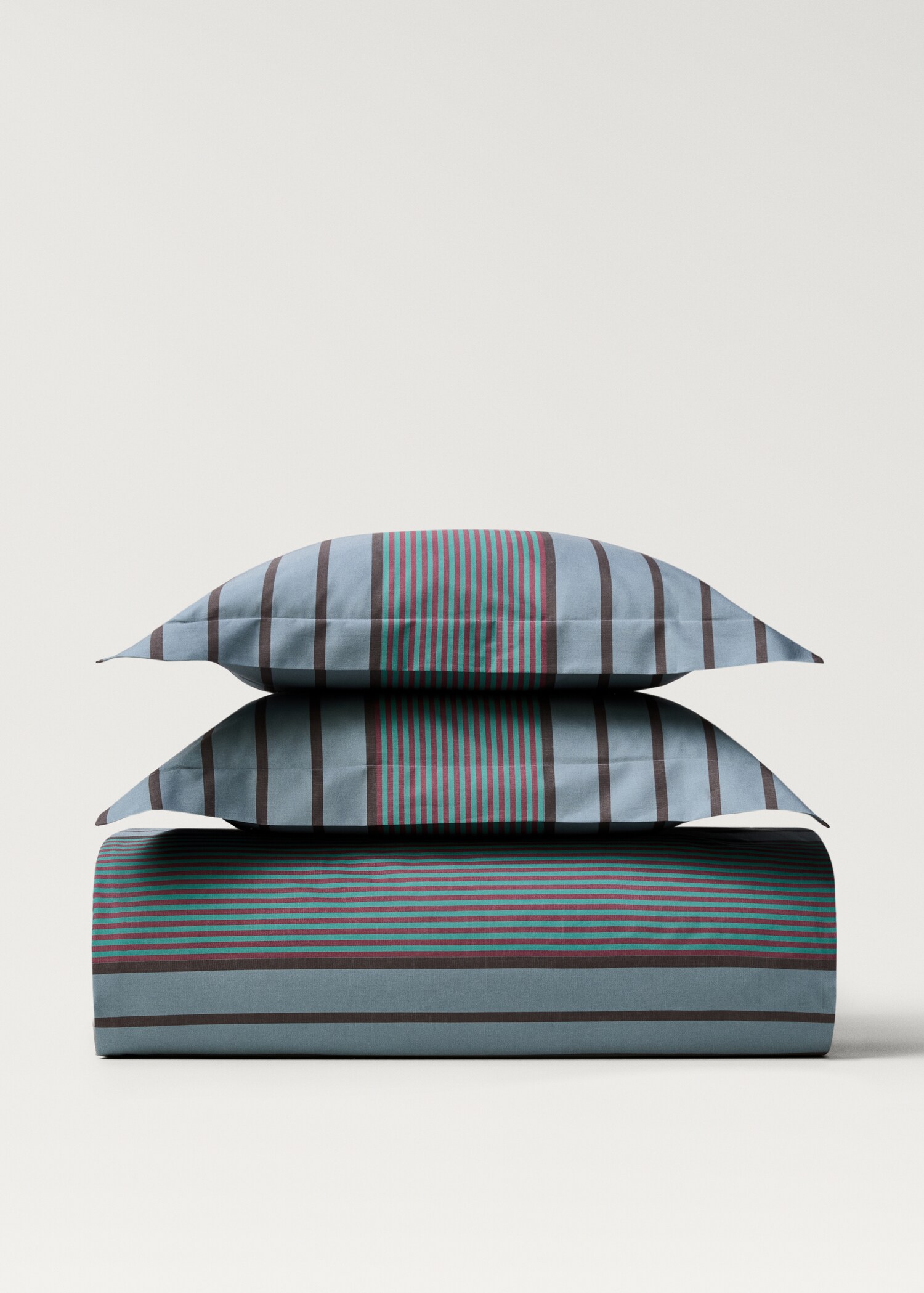 Cotton percale multi-striped duvet cover for 135/140 cm bed - Article without model