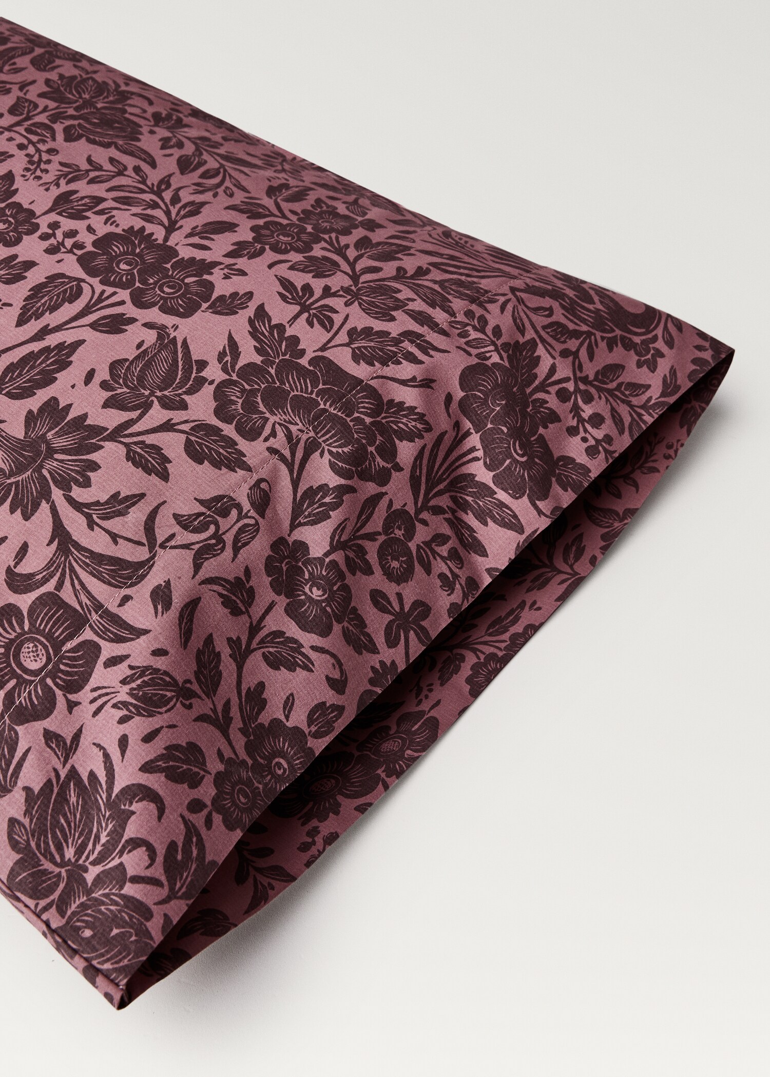 Putetrekk i bomullsperkal med tofarget blomstermønster, 45x110 cm - Artikkeldetalj 1