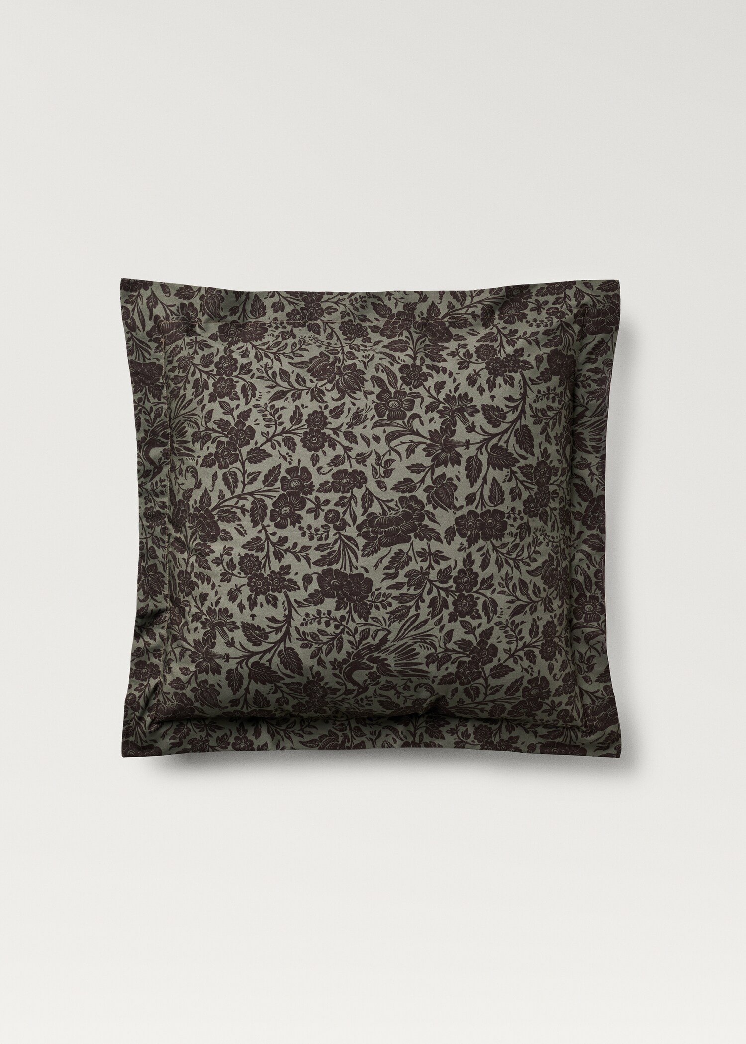 Deux taies d'oreiller en percale de coton imprimé fleuri bicolore 60x60 cm - Article sans modèle