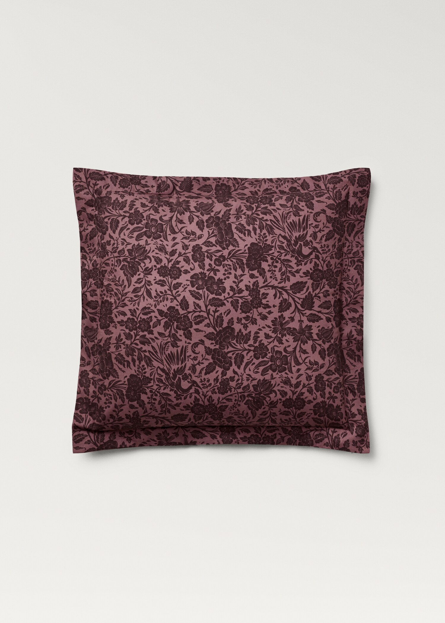 Two cotton percale two-tone floral-print pillowcases 60x60 cm - Article without model