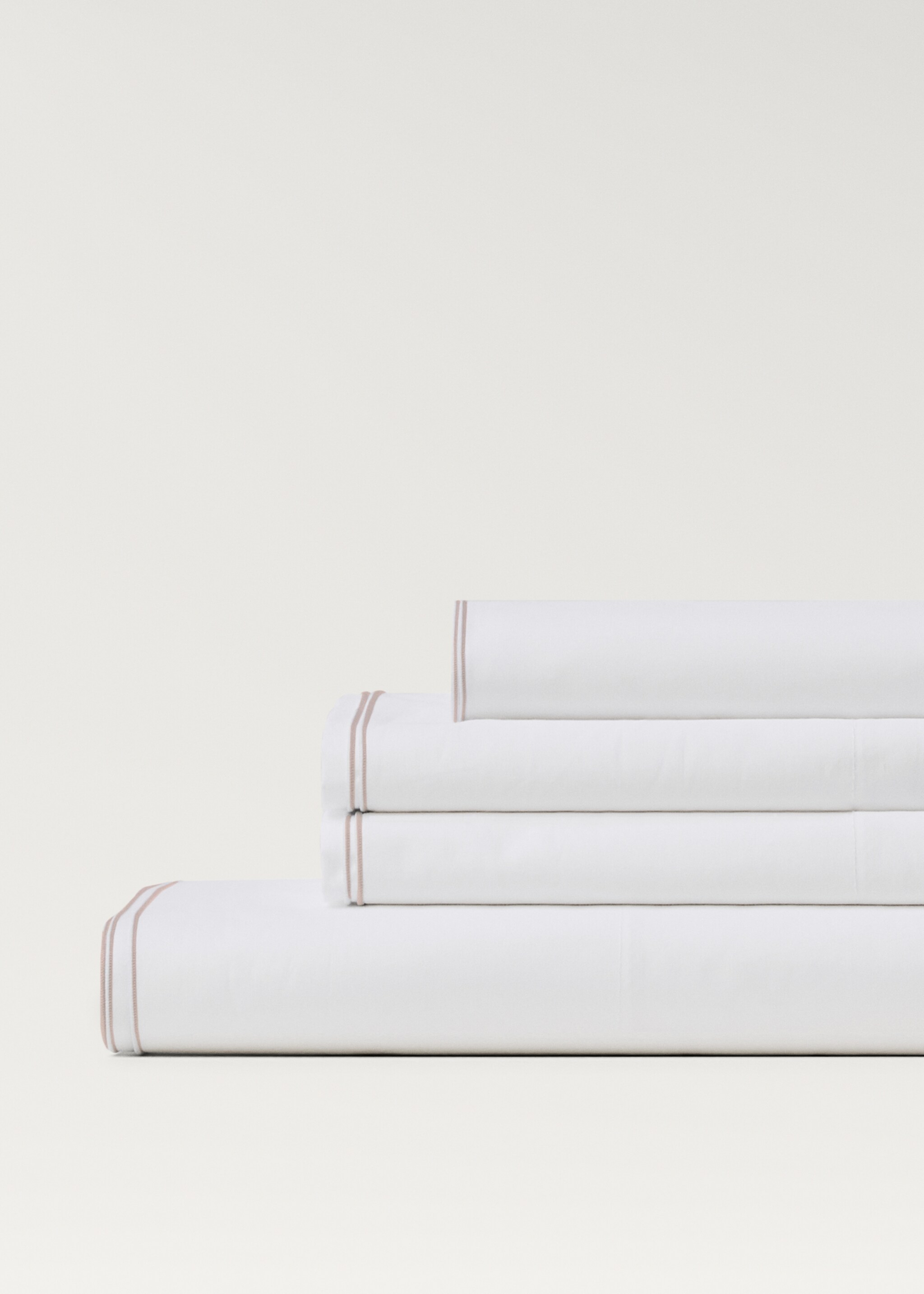 Double-embroidered flat sheet for king bed - Details of the article 1