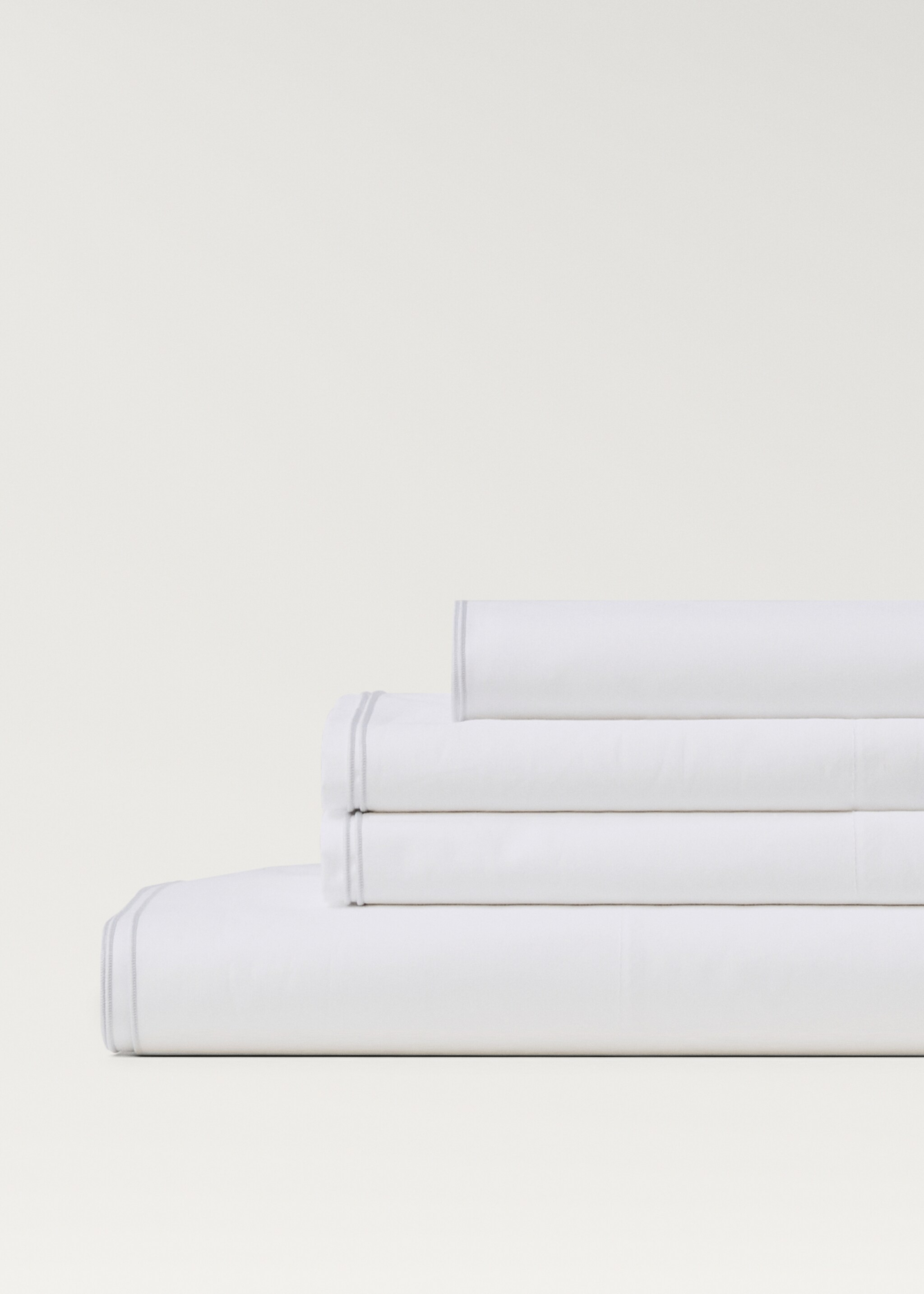 Double-embroidered flat sheet for king bed - Details of the article 1