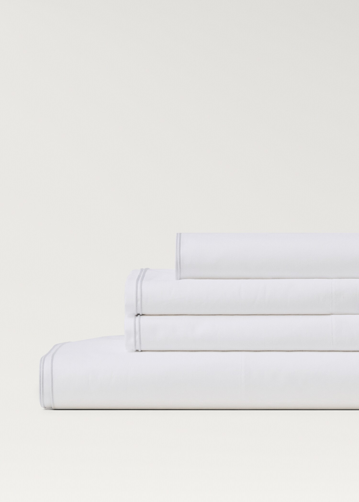 Double-embroidered flat sheet for king bed - Details of the article 1