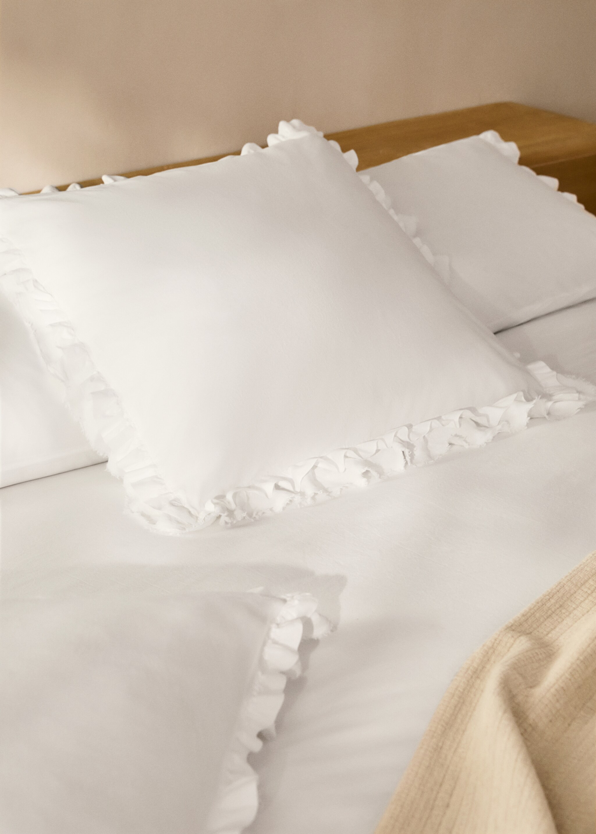 Washed cotton duvet cover with linen ruffle for 90 cm bed - Details of the article 7