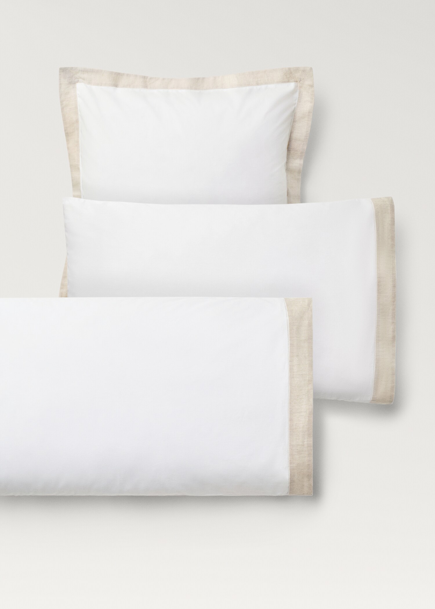 Cotton percale pillowcase with linen trim 45x110 cm - Details of the article 3