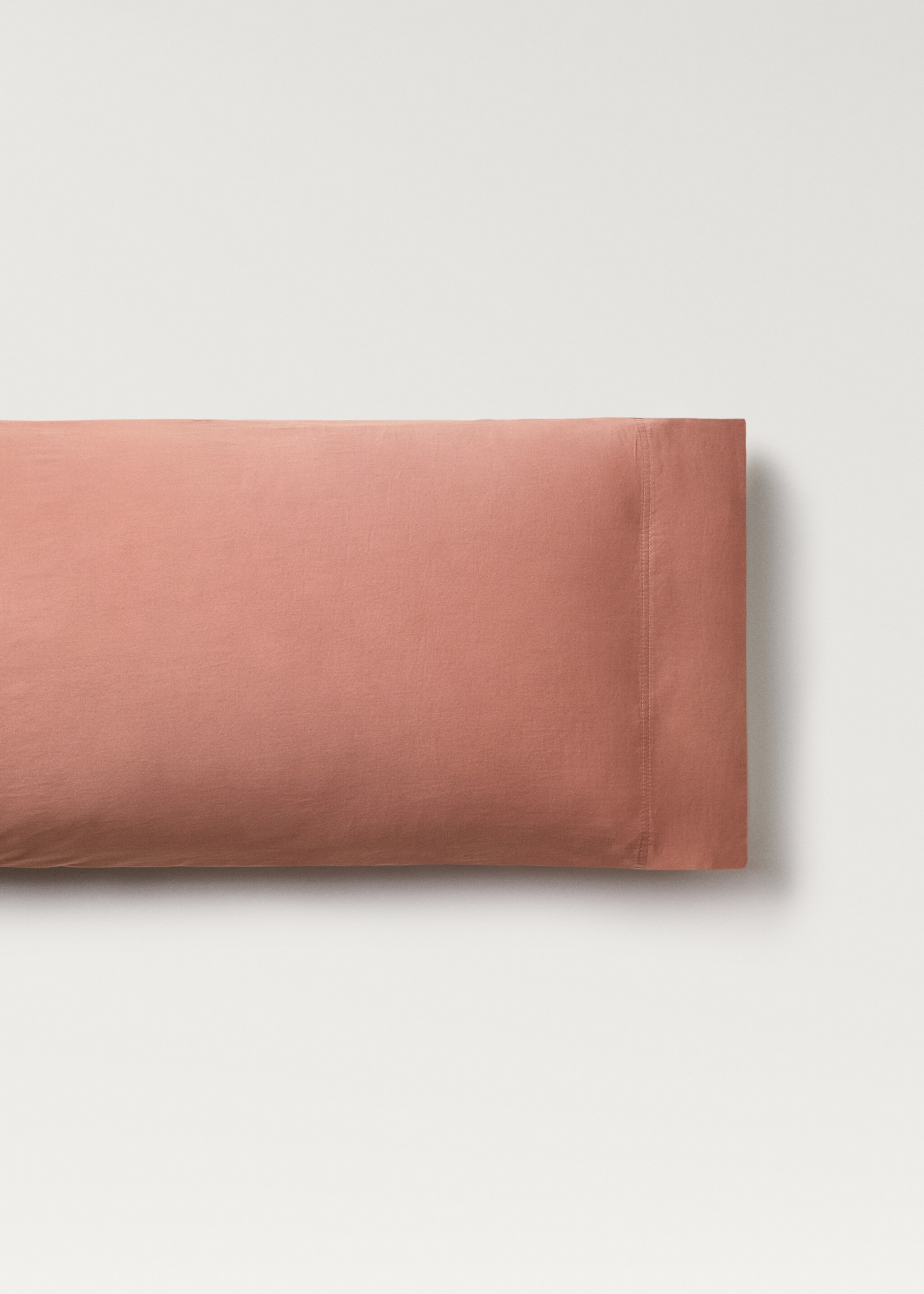 Kopfkissenbezug aus gewaschenem Baumwollsatin mit Doppelnaht 45 x 110 cm - Artikel ohne Model