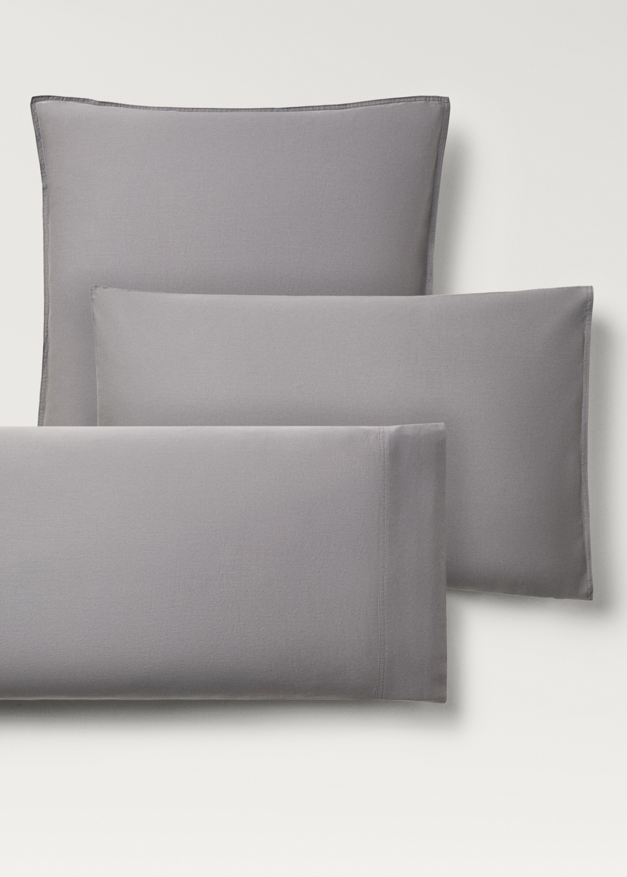 Deux taies d’oreiller en coton et satin lavé double surpiqûre 50x75 cm - Détail de l'article 4