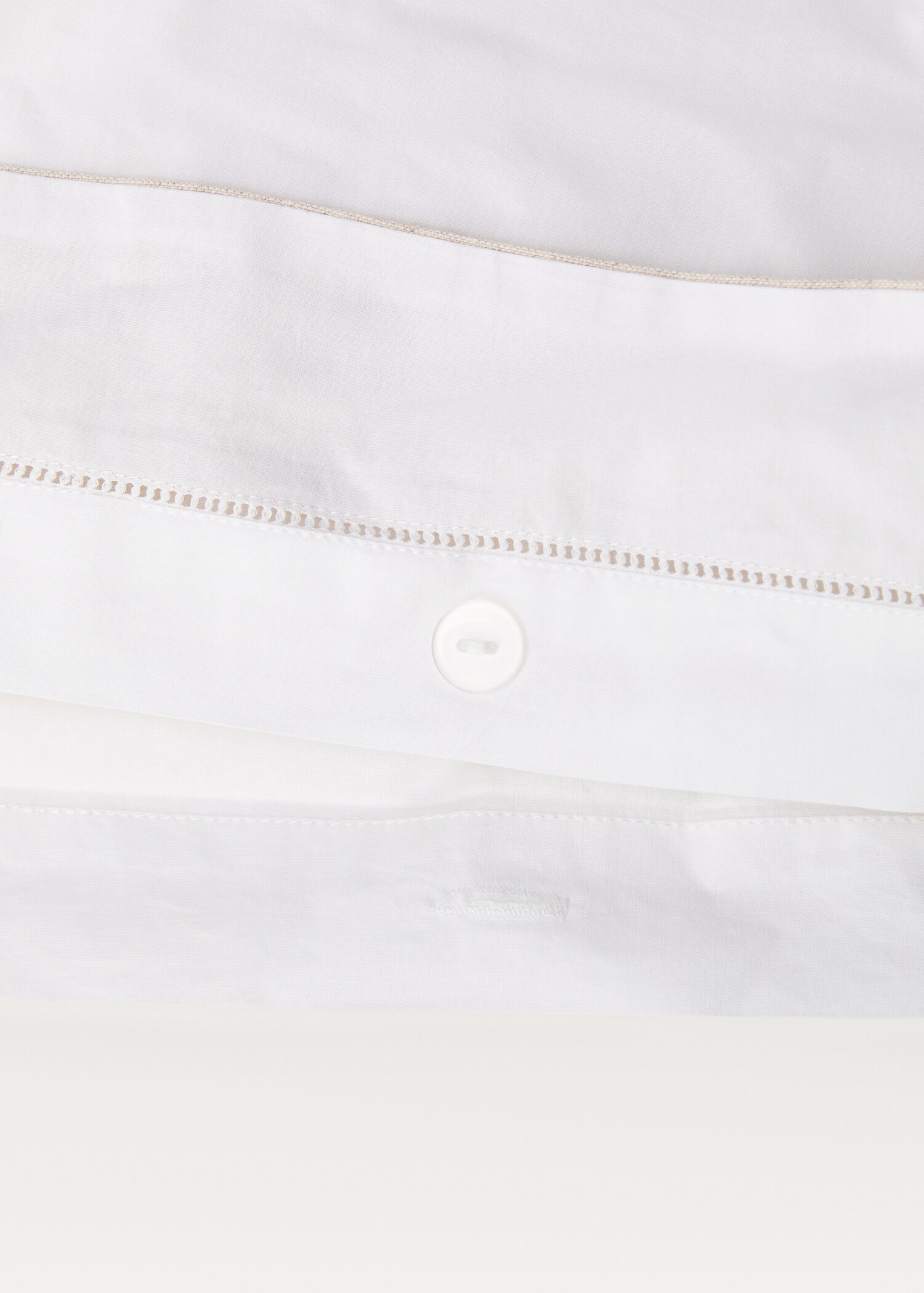 Cotton percale duvet cover with linen trim for 90 cm bed - Details of the article 3