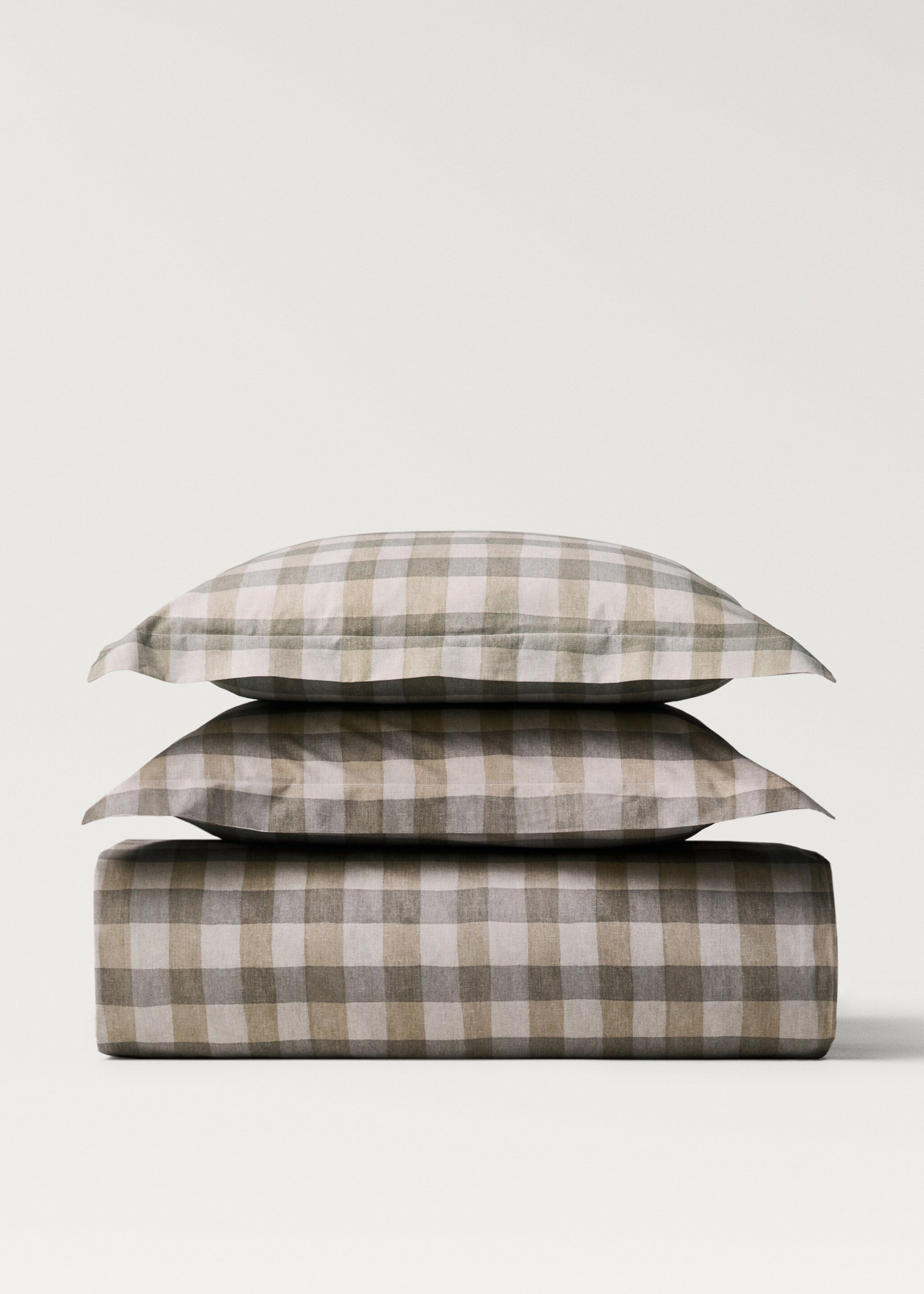 Cotton percale check duvet cover for 150/160 cm bed - Article without model