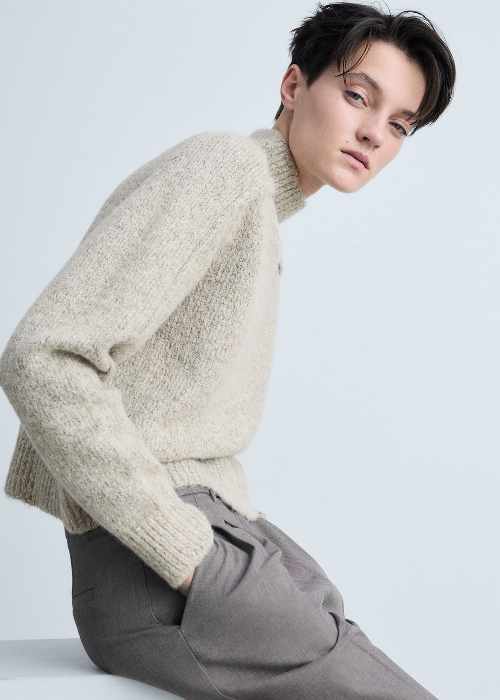 Knitted sweater with perkins neck - Women | MANGO USA Knitted sweater with perkins neck - Women | MANGO USA