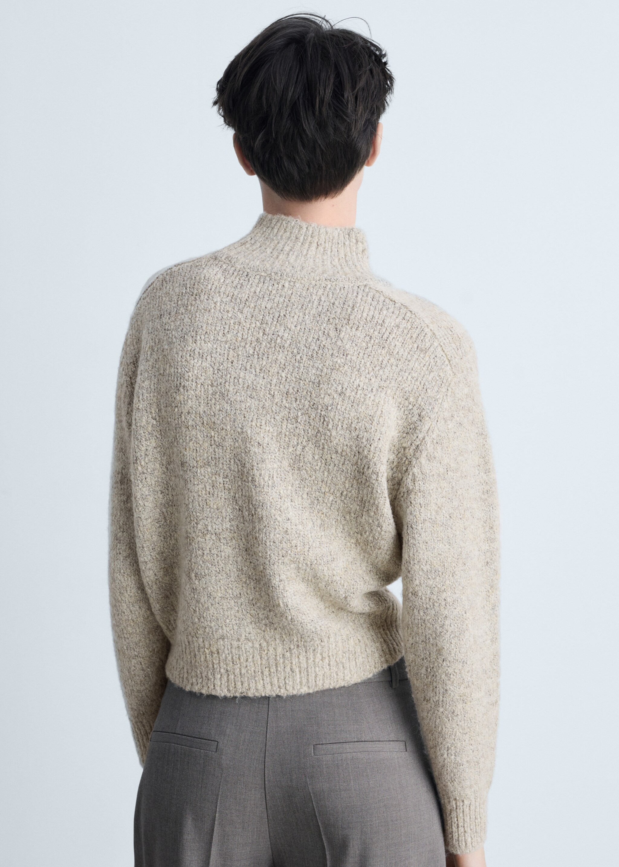 Knitted sweater with perkins neck - Reverse of the article