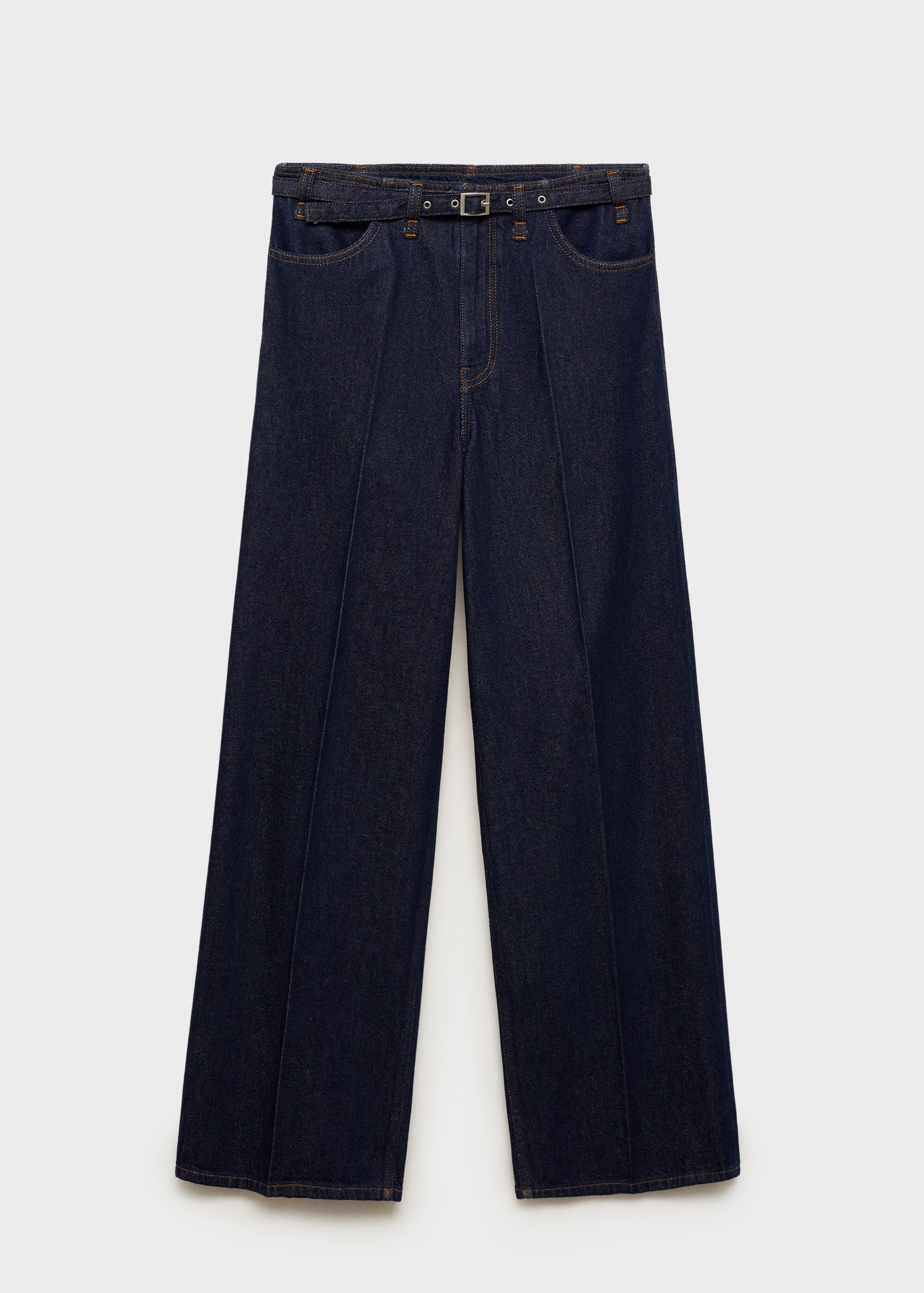 Rinse-wash wide-leg jeans with belt - Article without model