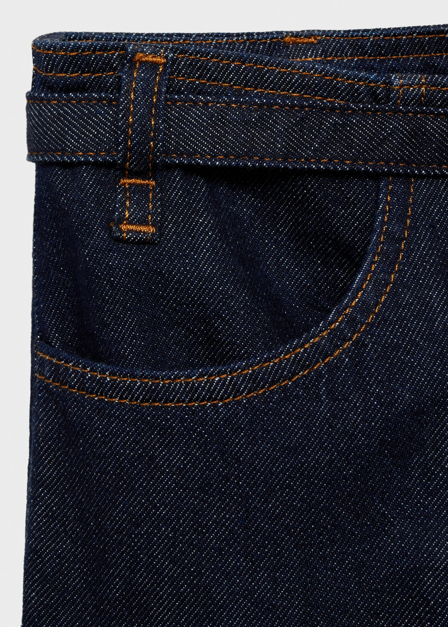 Rinse-wash wide-leg jeans with belt - Details of the article 0