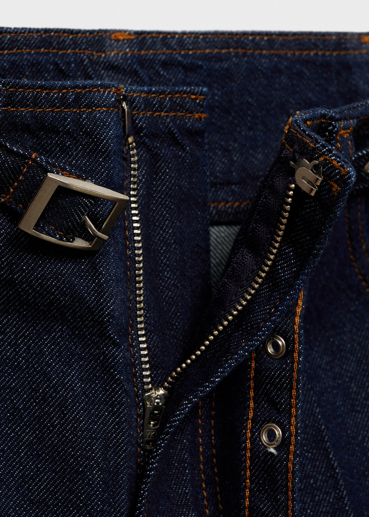 Rinse-wash wide-leg jeans with belt - Details of the article 8