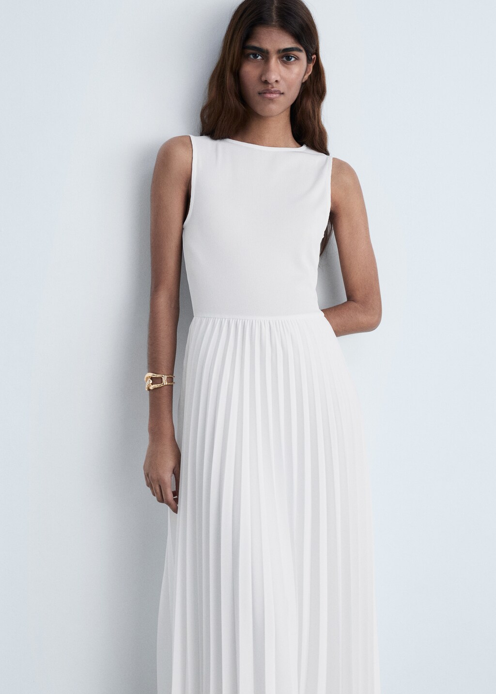Pleated long dress - Women | MANGO USA Pleated long dress - Women | MANGO USA