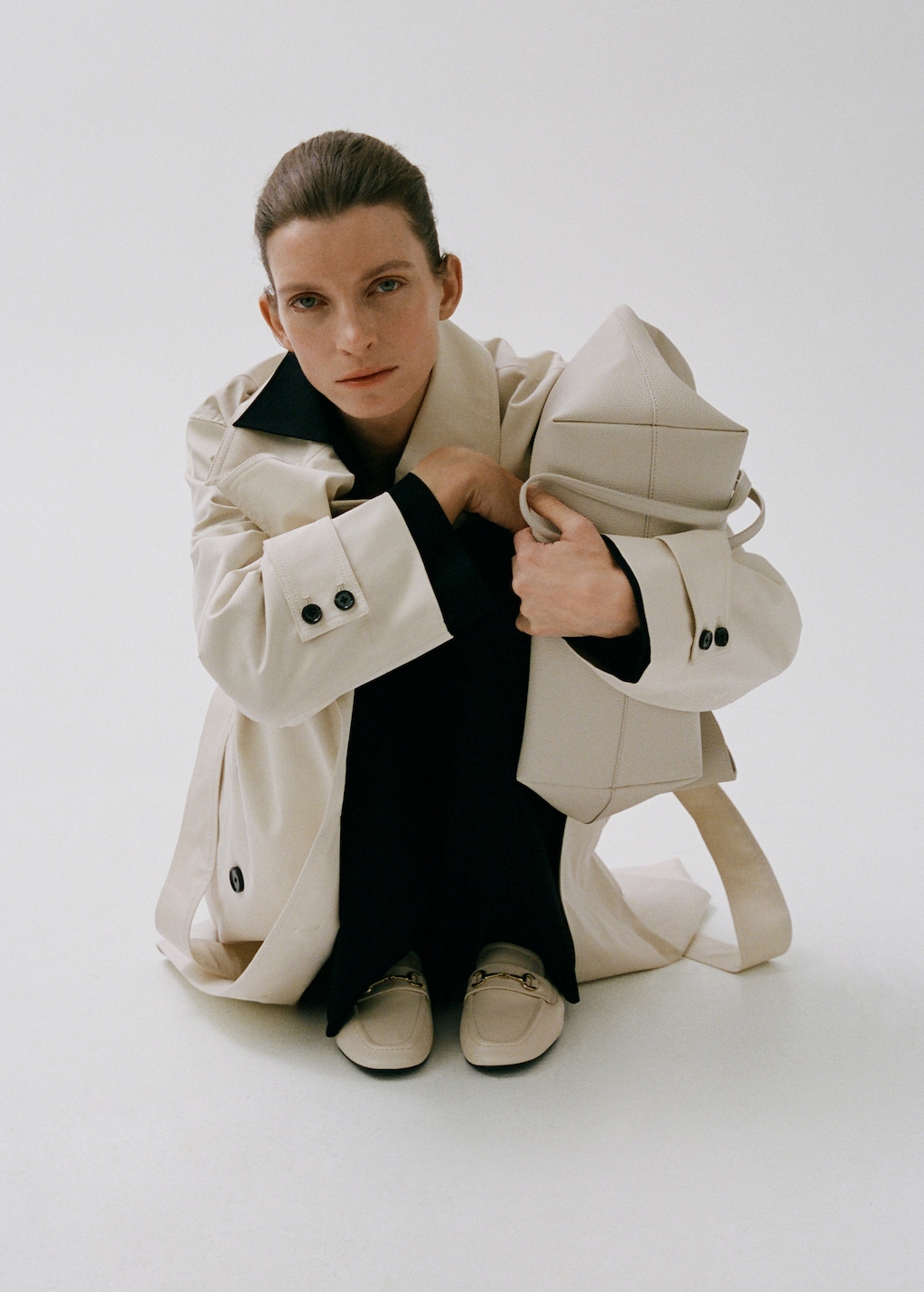 Thumbnail of Buckle leather moccasins - Beige