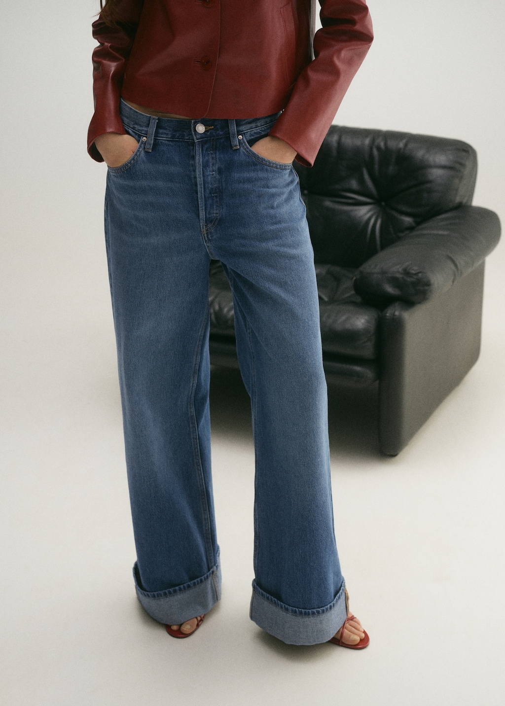 Mango Wide-leg jeans with turned-up hem
